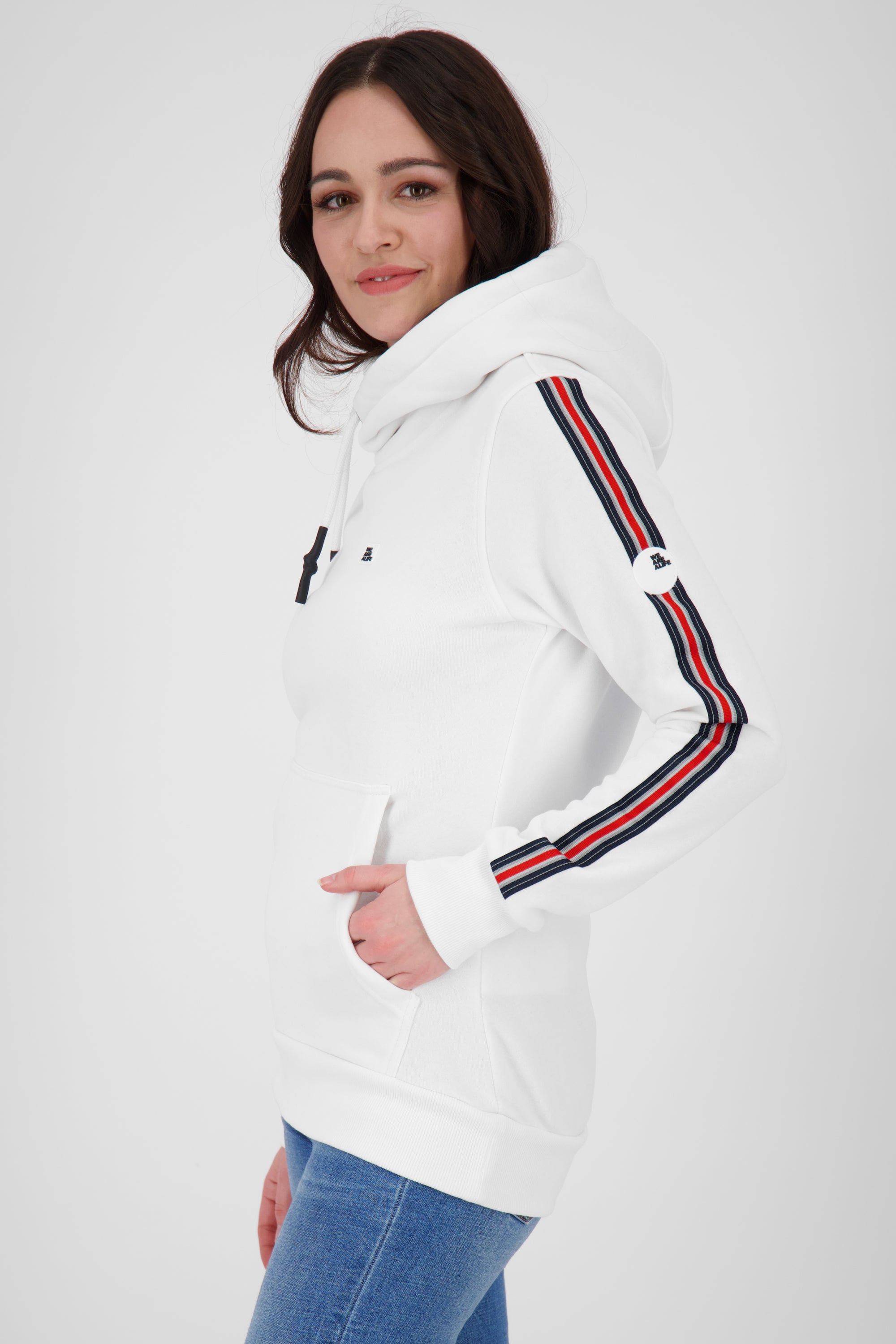 Damen Kapuzensweatshirt SarahAK D mit Kängurutasche Weiß