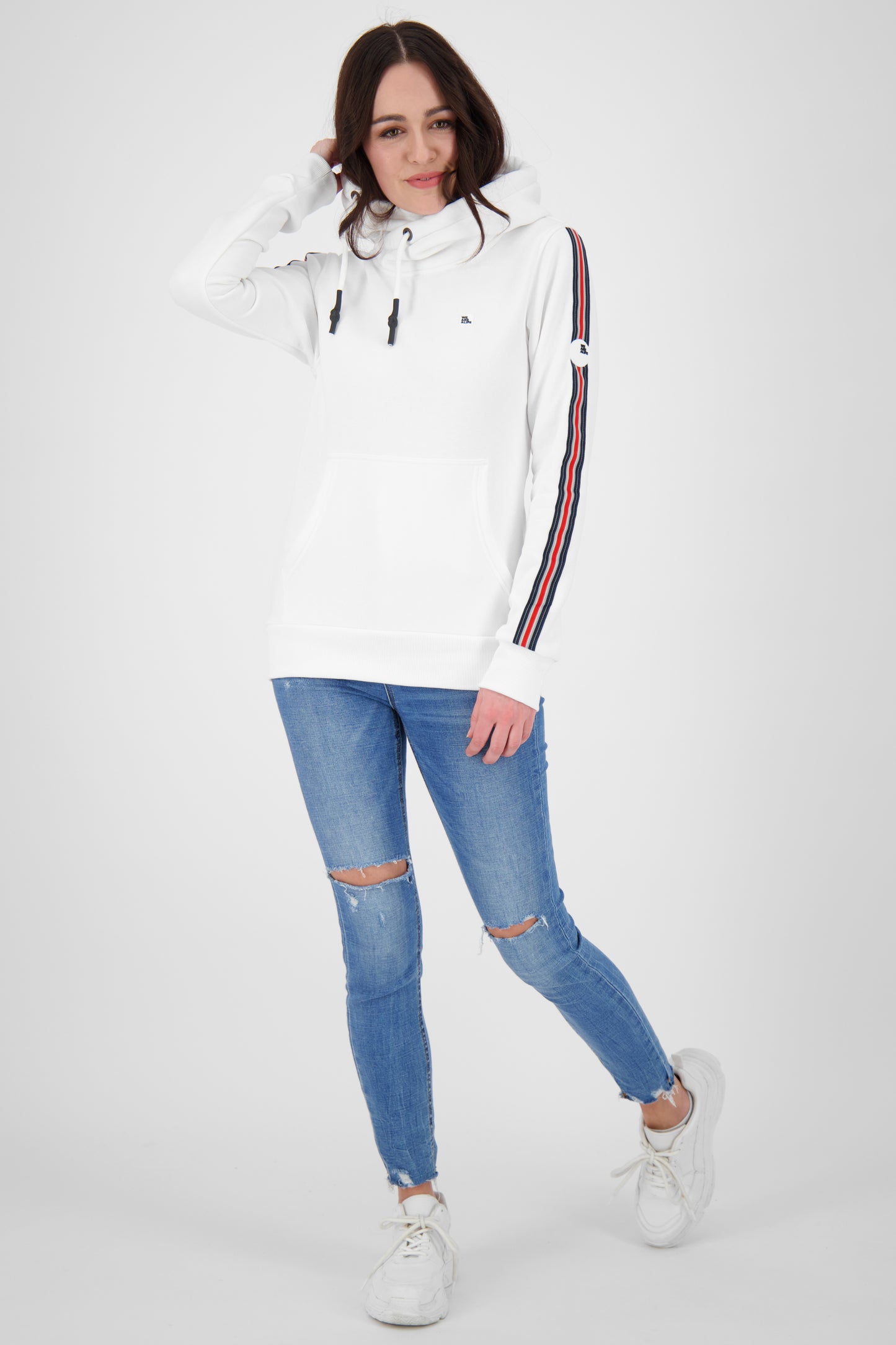 Damen Kapuzensweatshirt SarahAK D mit Kängurutasche Weiß