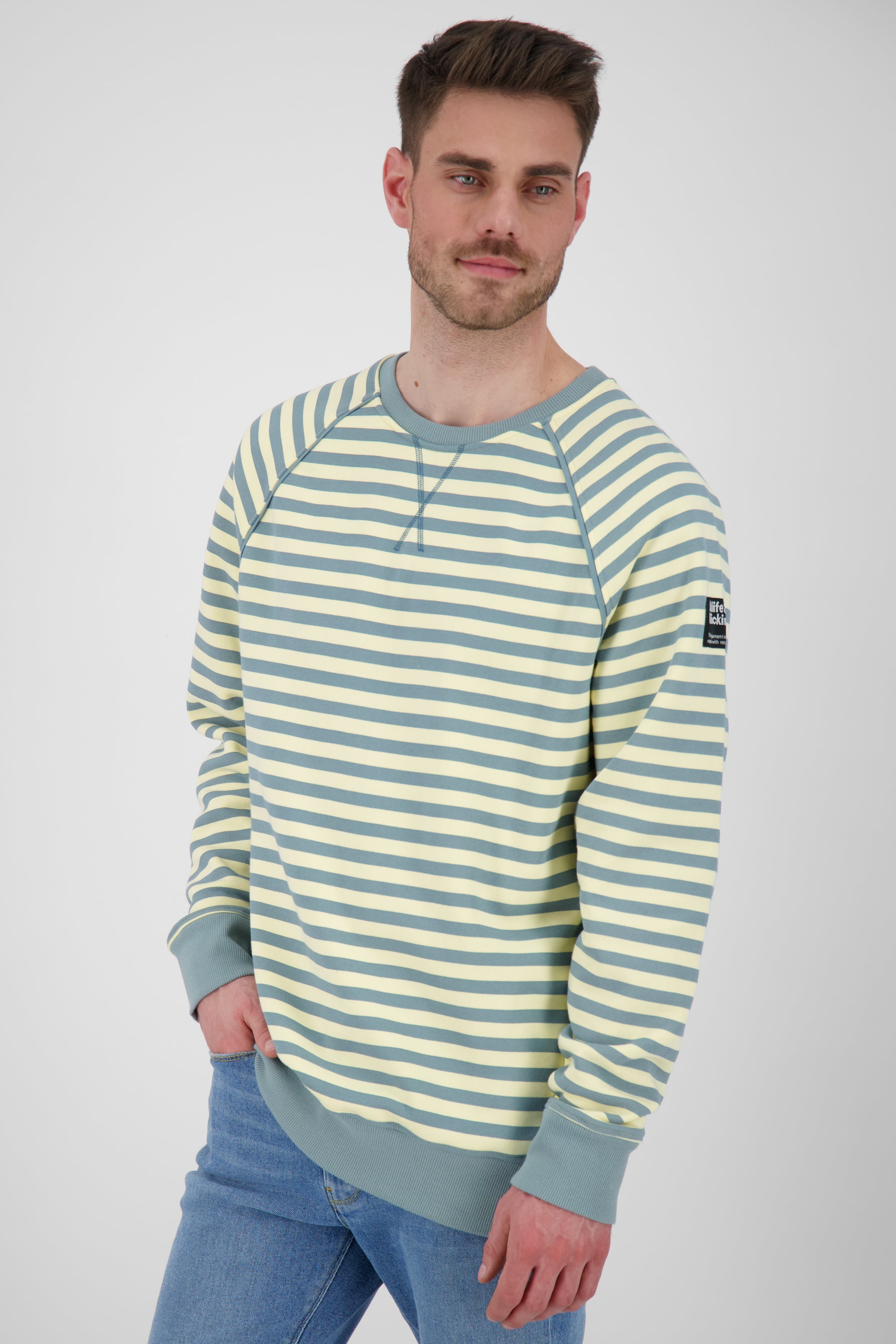 BorisAK Sweatshirt Herren mit Streifen-Design Hellblau