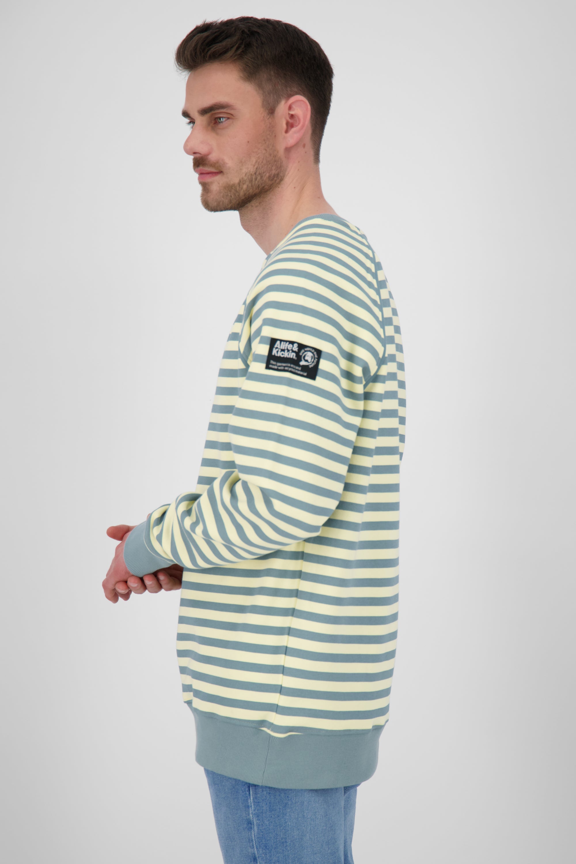 BorisAK Sweatshirt Herren mit Streifen-Design Hellblau