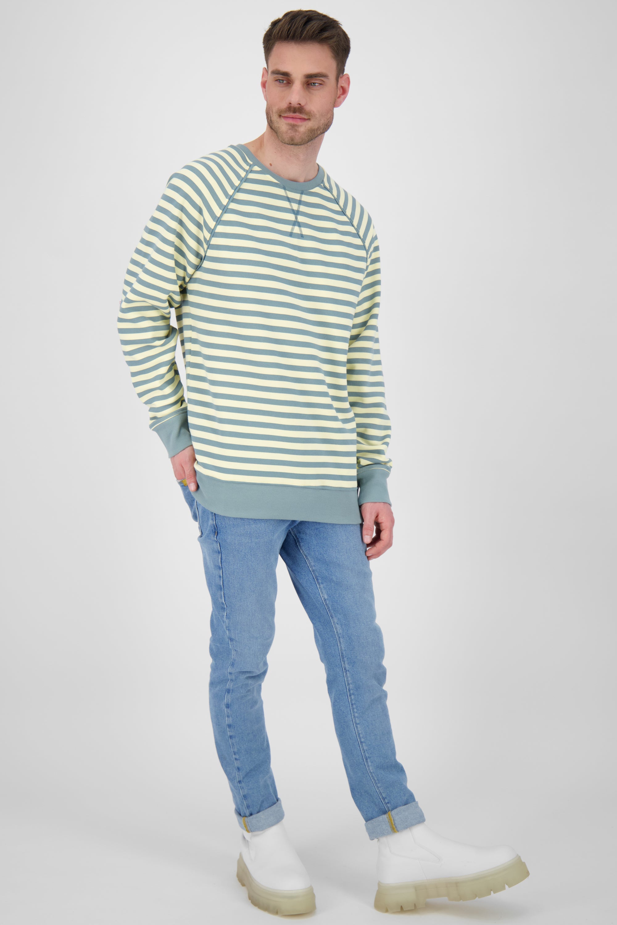BorisAK Sweatshirt Herren mit Streifen-Design Hellblau