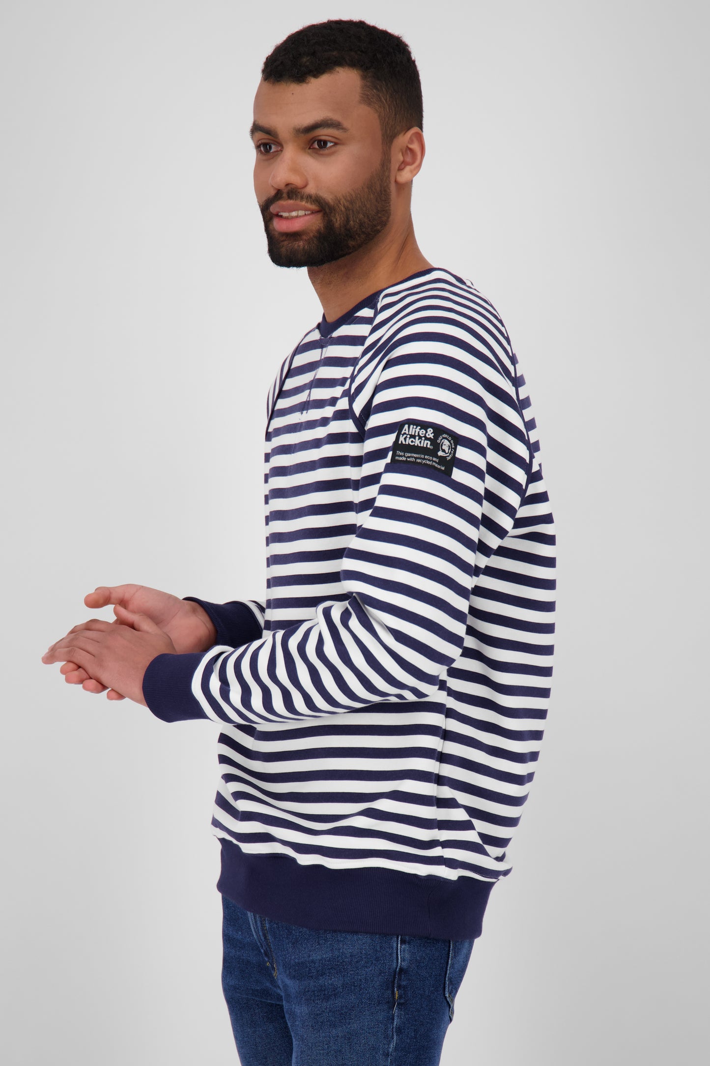 BorisAK Sweatshirt Herren mit Streifen-Design Dunkelblau