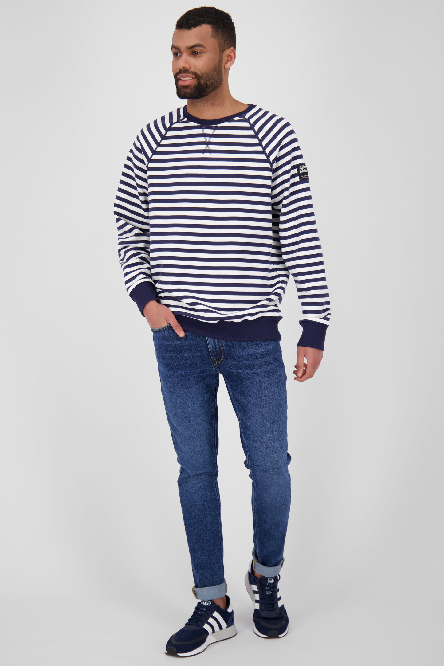 BorisAK Sweatshirt Herren mit Streifen-Design Dunkelblau