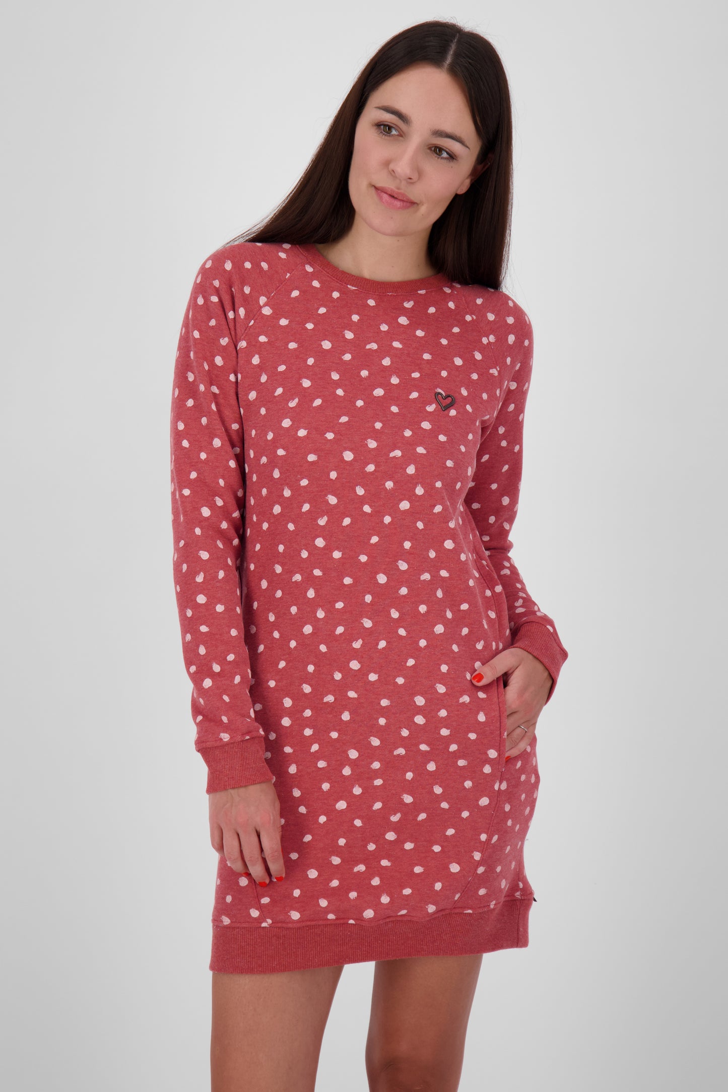 Trendiges Sweatkleid DeliaAK B für Damen Dunkelrot