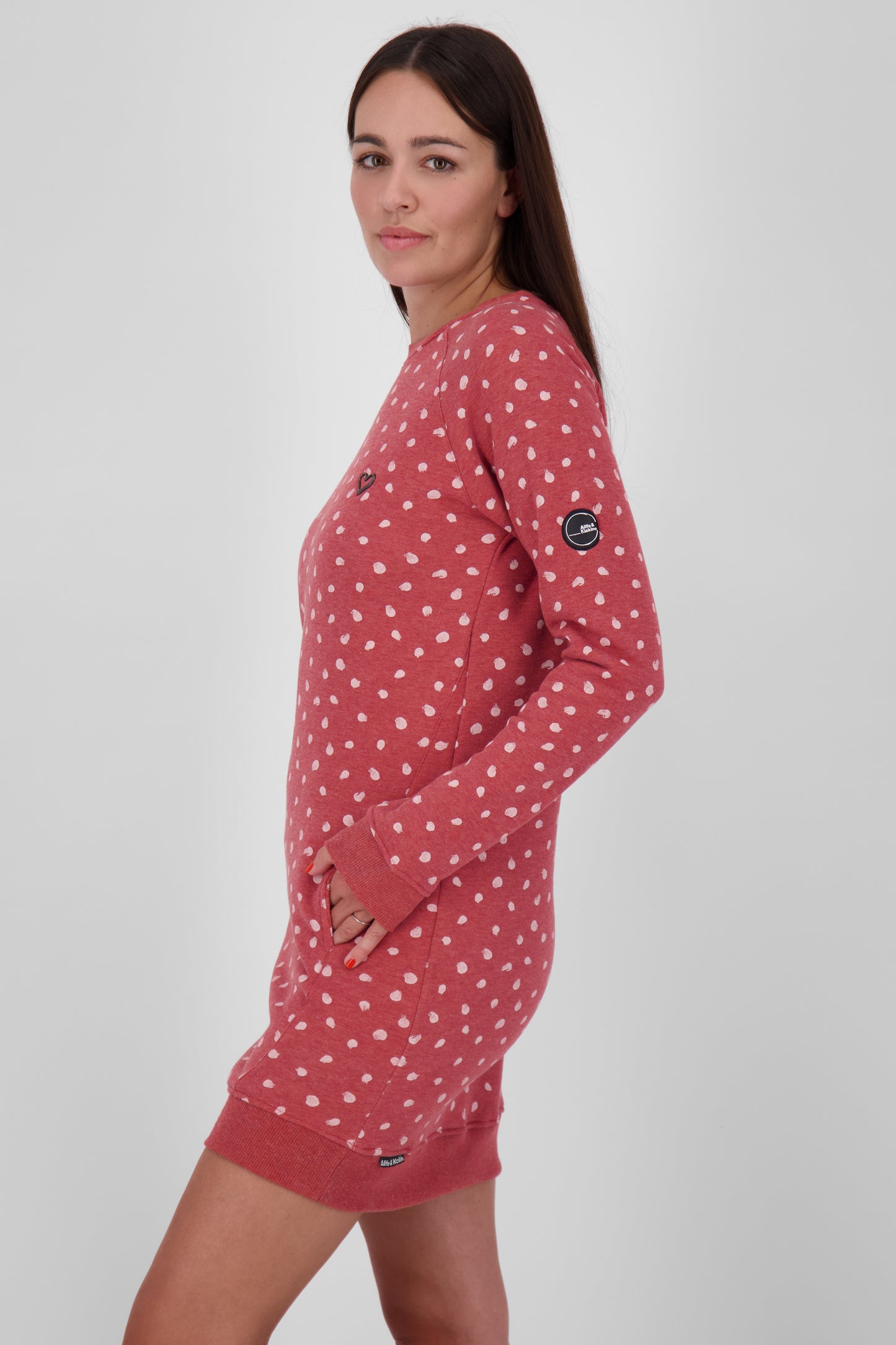 Trendiges Sweatkleid DeliaAK B für Damen Dunkelrot