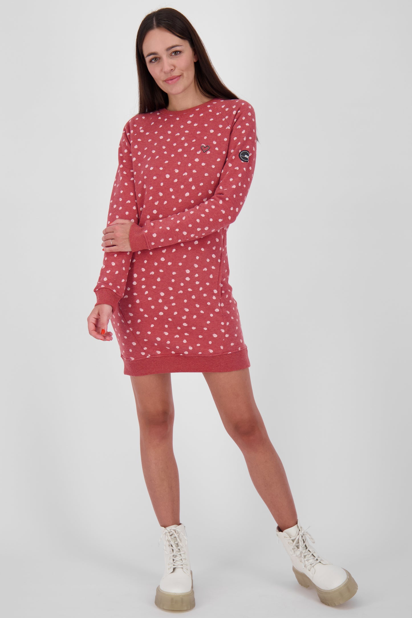 Trendiges Sweatkleid DeliaAK B für Damen Dunkelrot