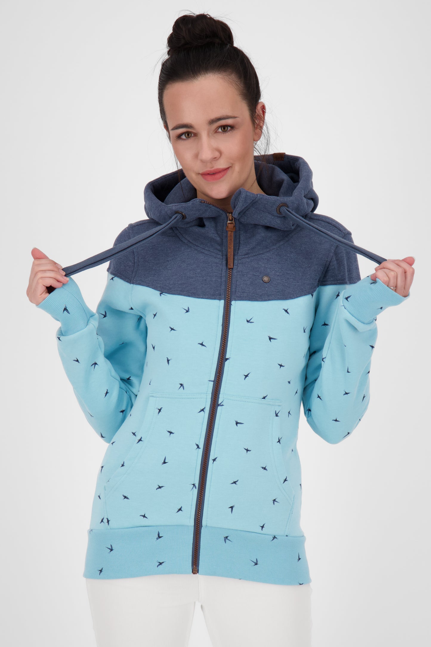 Gemusterte Kapuzensweatjacke PalinaAK B für Damen Hellblau