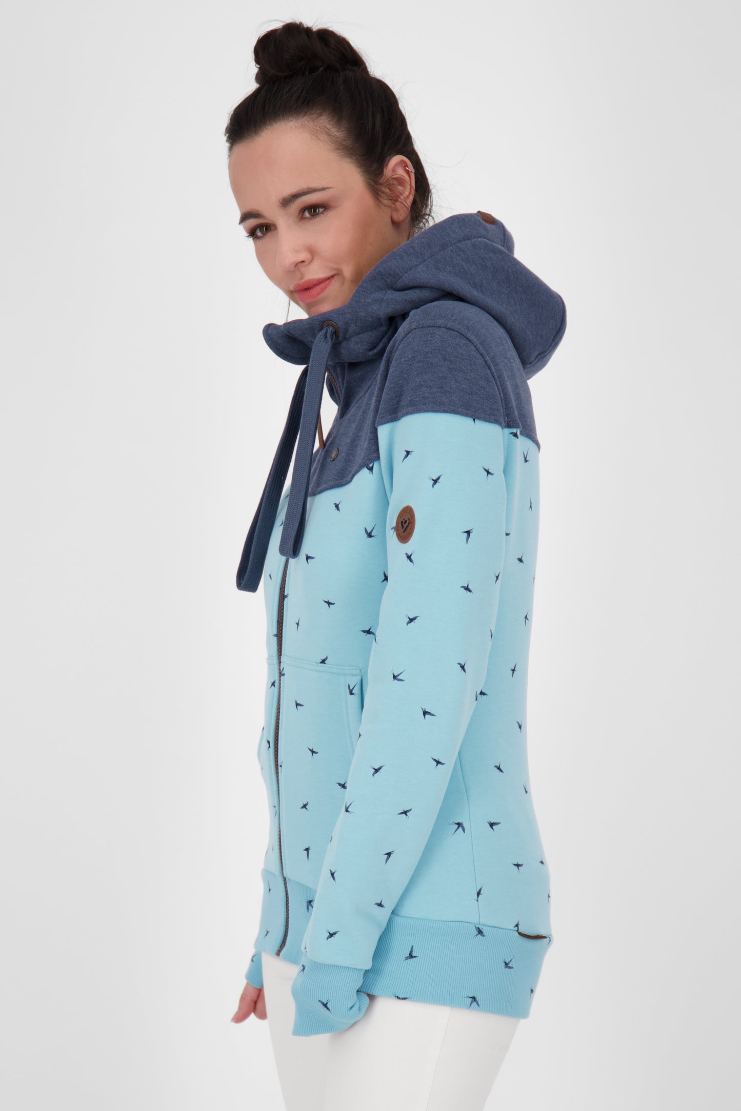 Gemusterte Kapuzensweatjacke PalinaAK B für Damen Hellblau
