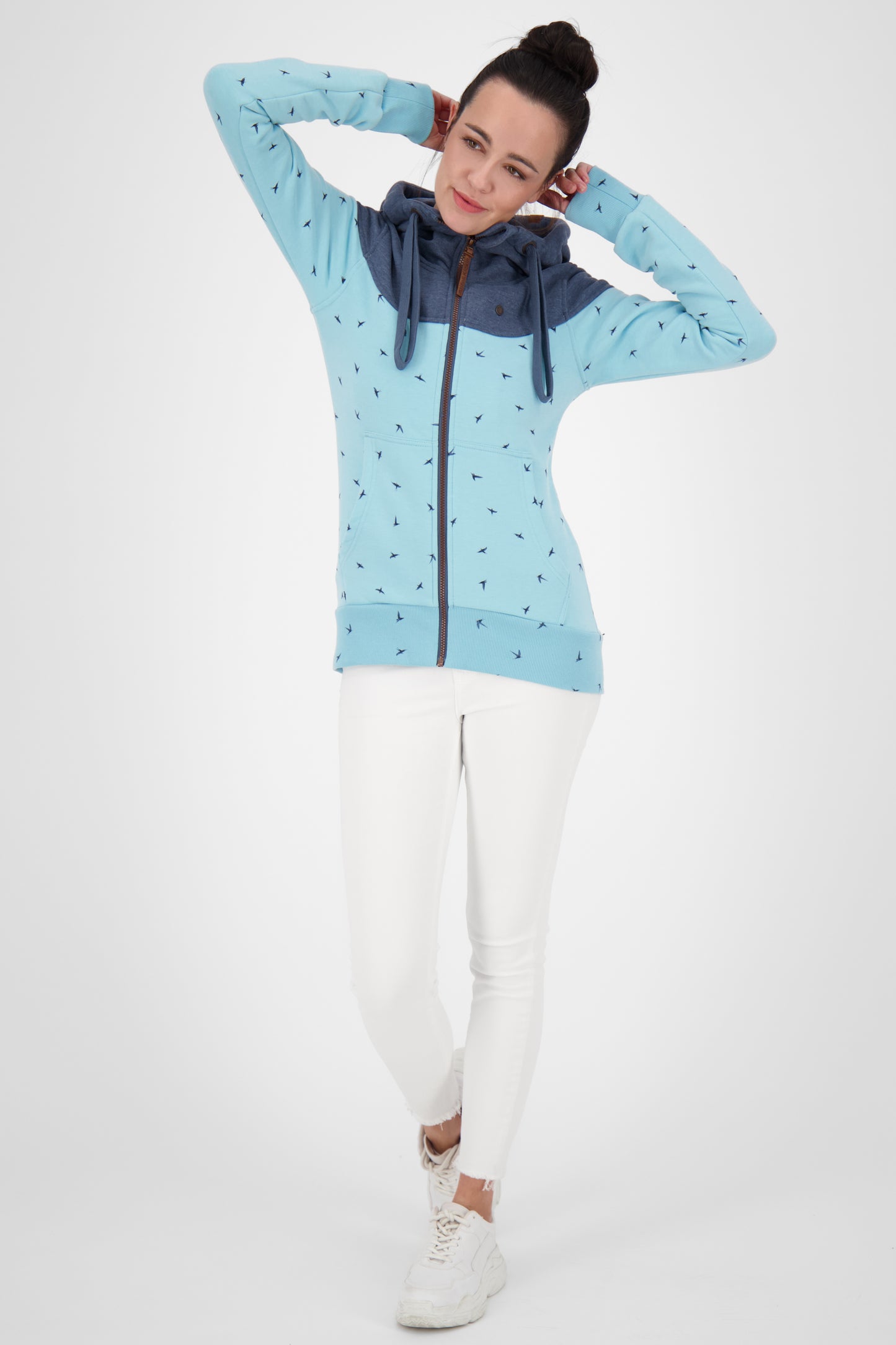 Gemusterte Kapuzensweatjacke PalinaAK B für Damen Hellblau