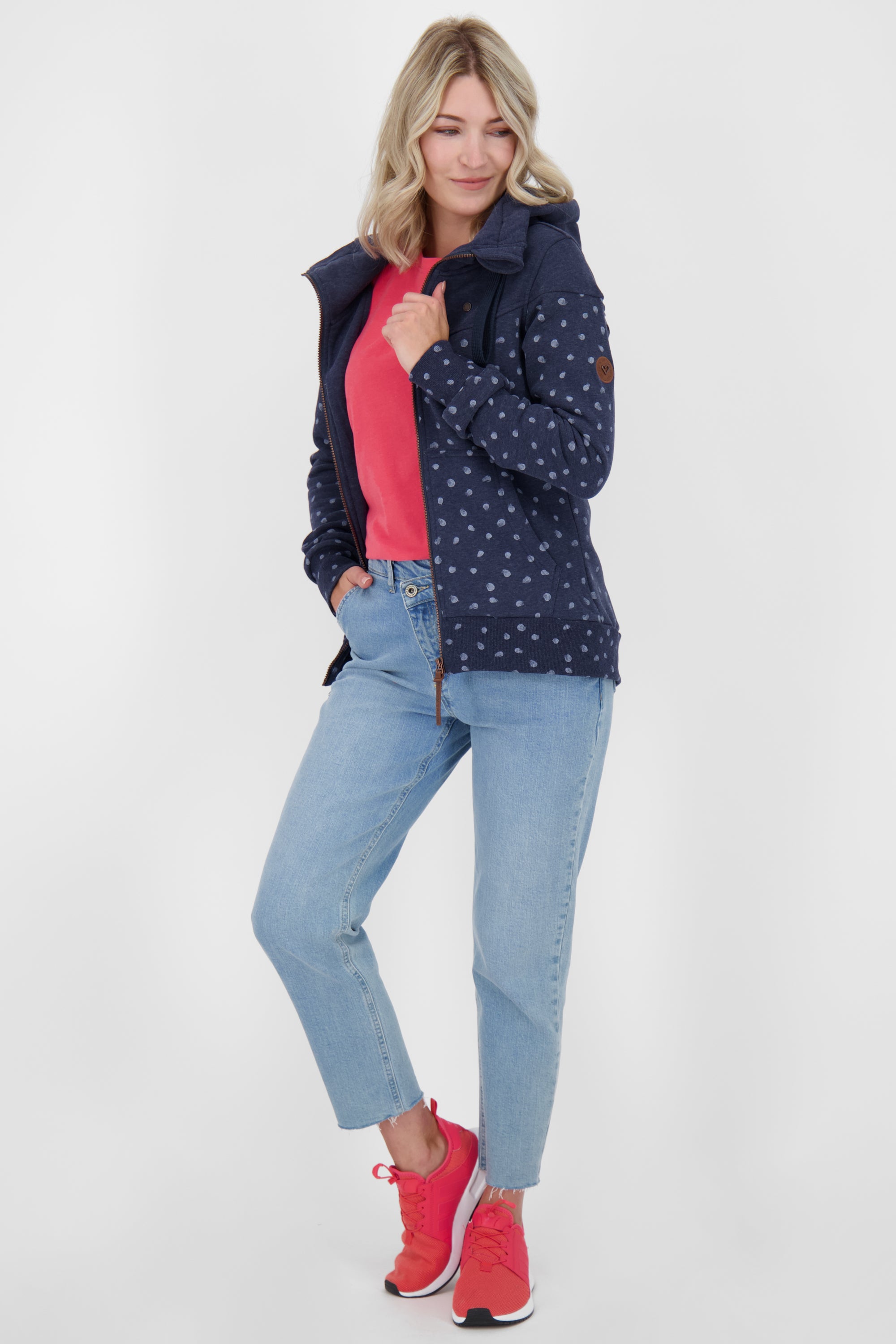 Gemusterte Kapuzensweatjacke PalinaAK B für Damen Dunkelblau