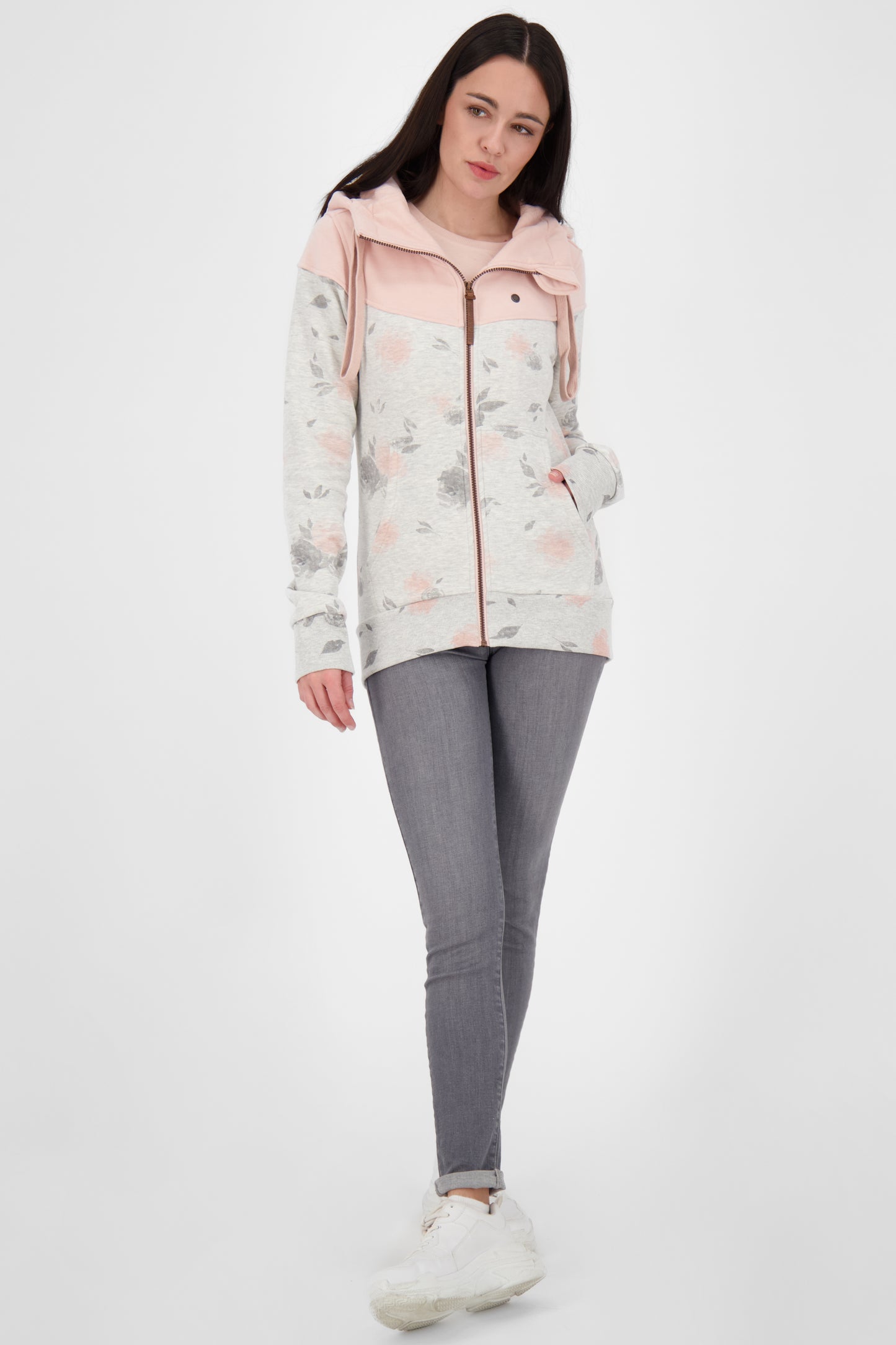 Gemusterte Kapuzensweatjacke PalinaAK B für Damen Grau