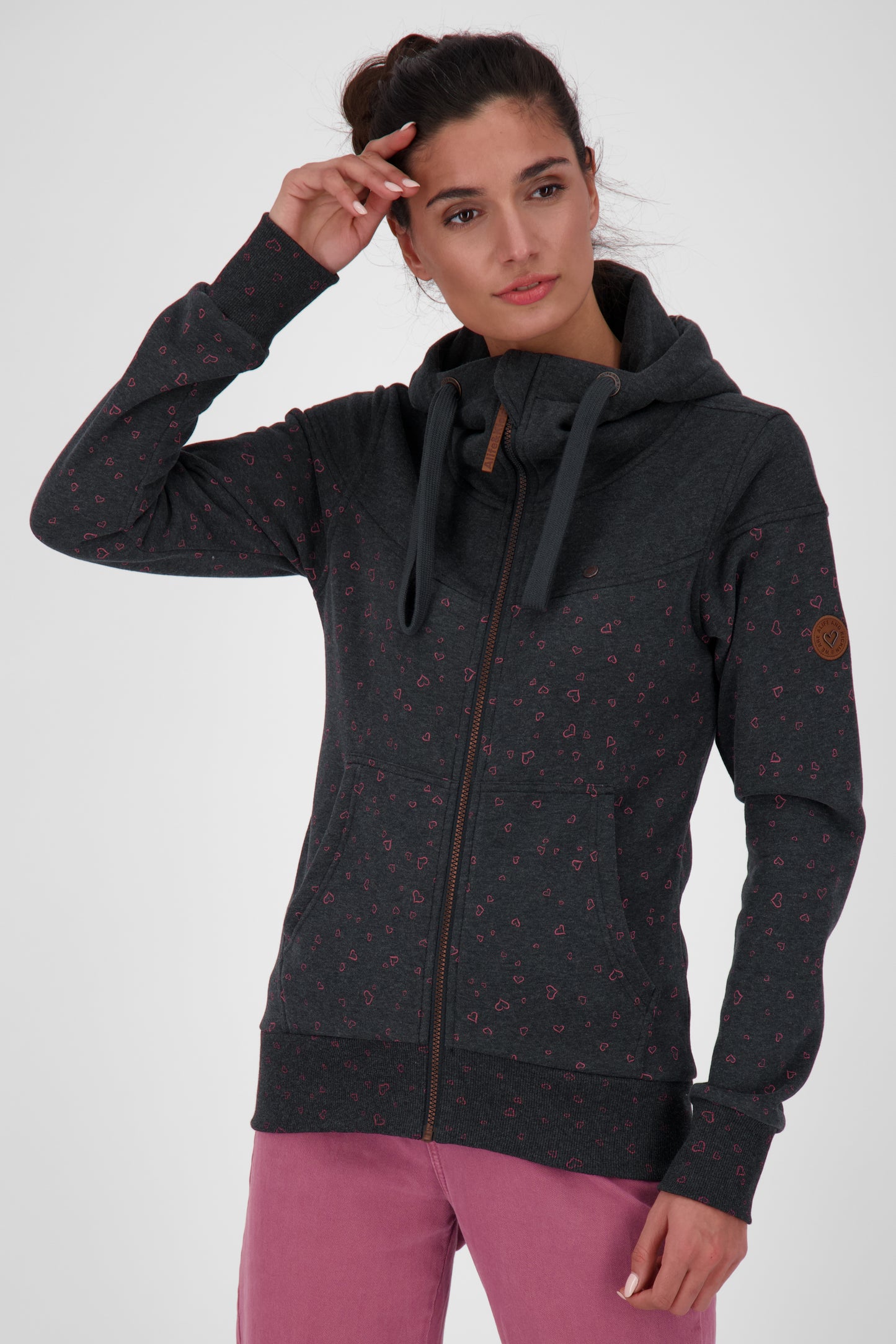 Gemusterte Kapuzensweatjacke PalinaAK B für Damen Schwarz