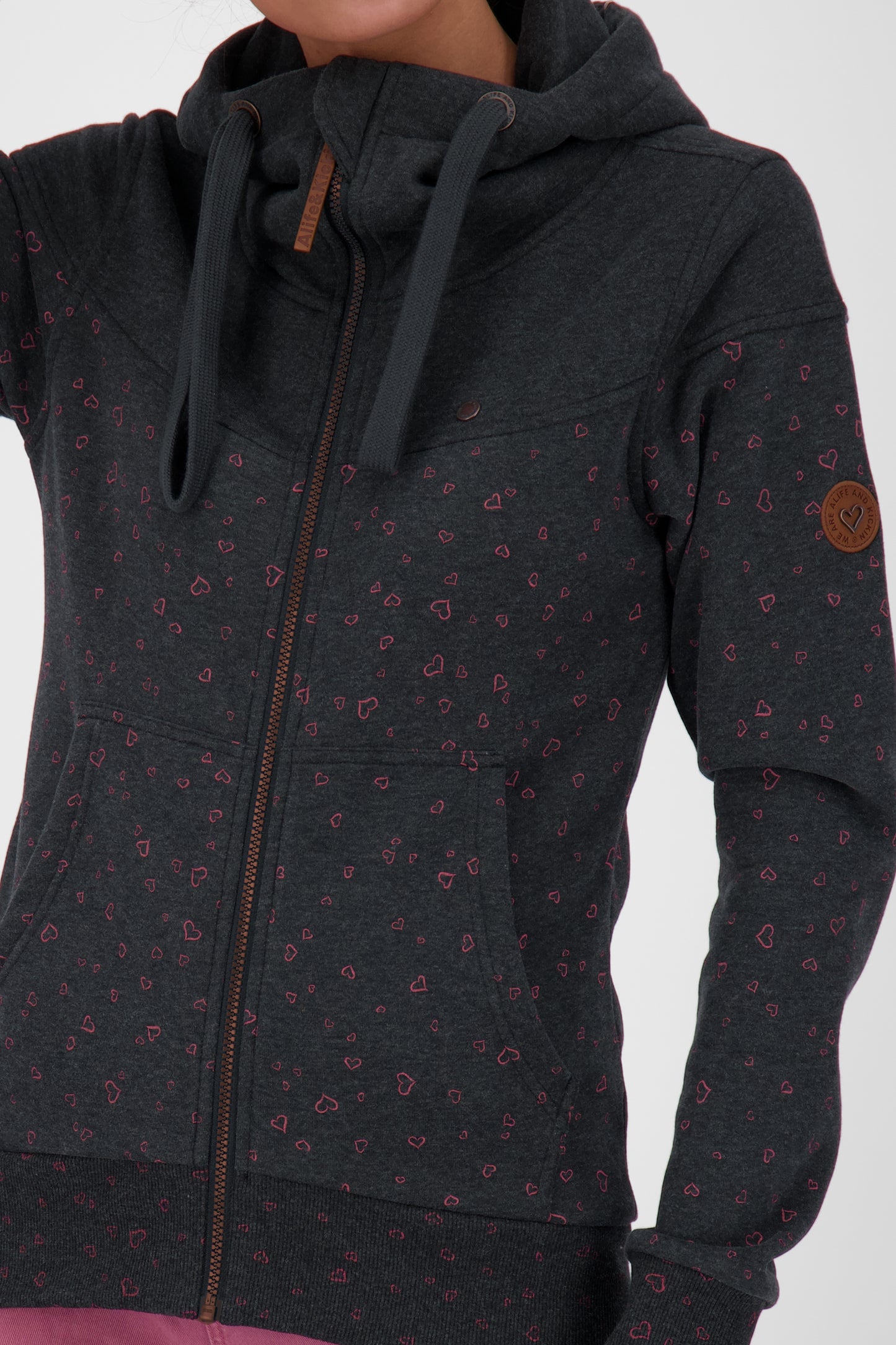 Gemusterte Kapuzensweatjacke PalinaAK B für Damen Schwarz