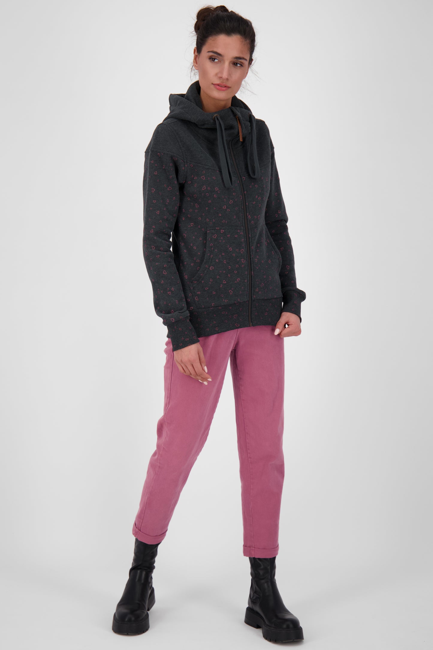 Gemusterte Kapuzensweatjacke PalinaAK B für Damen Schwarz