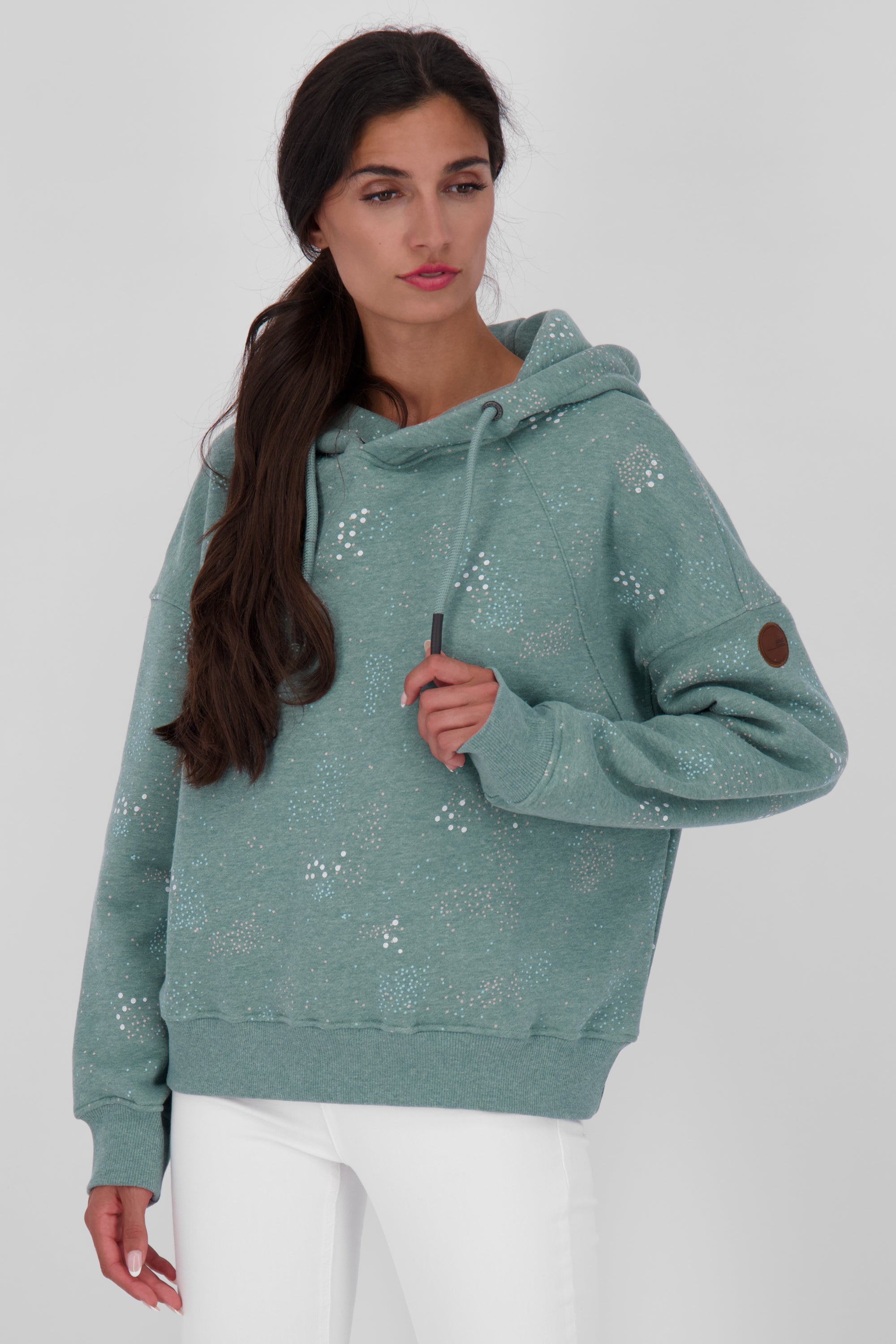 Kapuzensweatshirt JessyAK B Damen mit atemberaubendem Alloverprint Grau