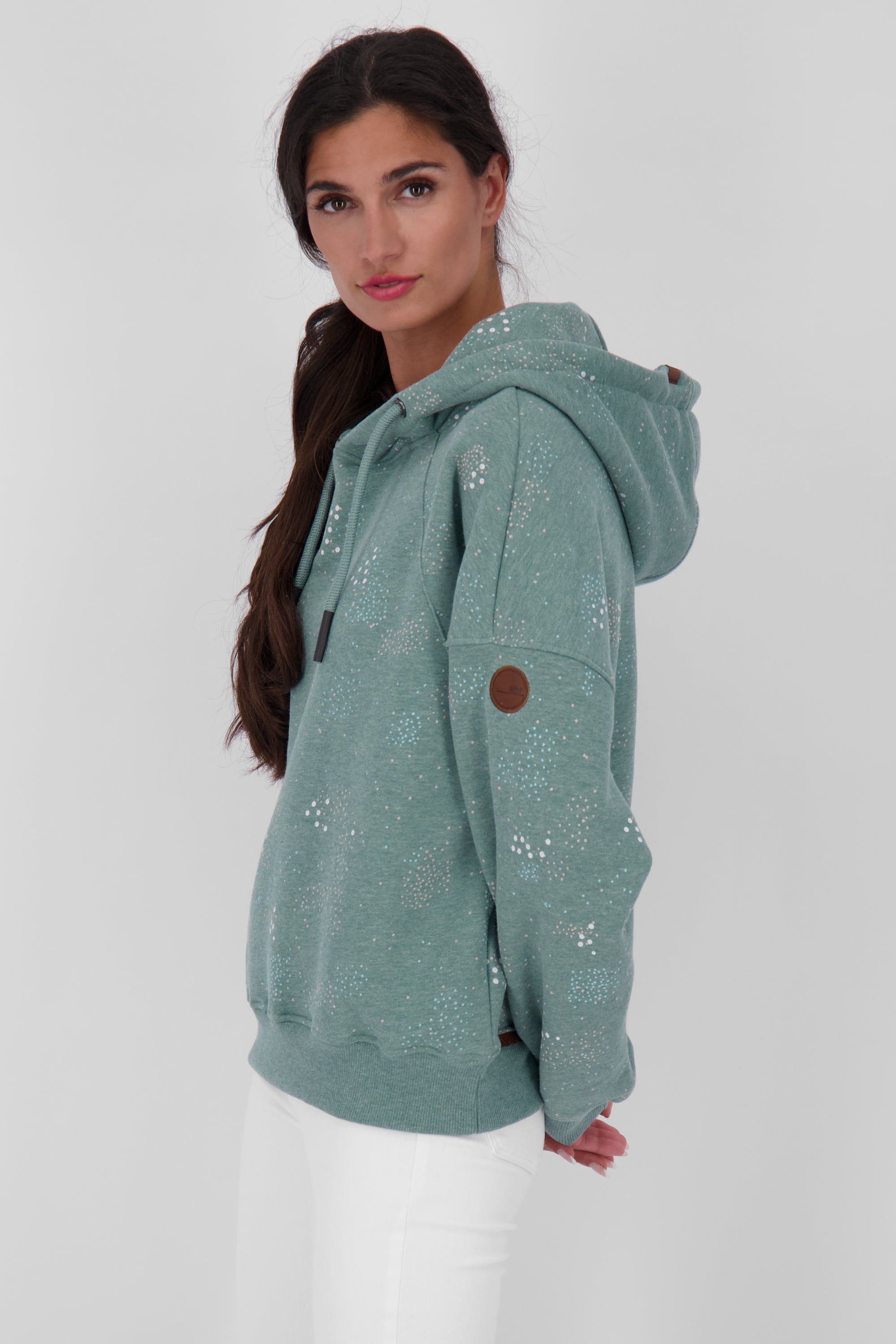 Kapuzensweatshirt JessyAK B Damen mit atemberaubendem Alloverprint Grau