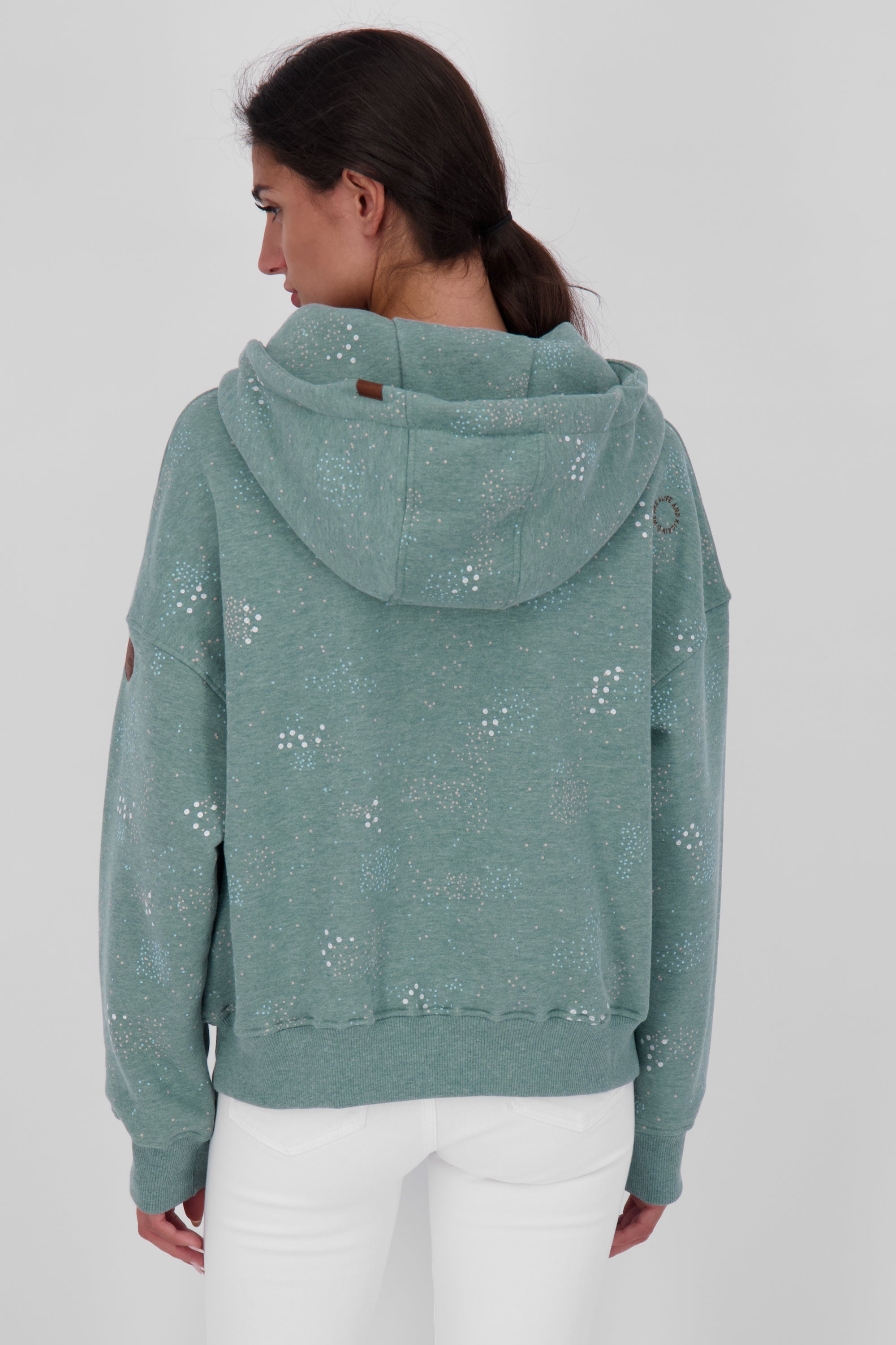 Kapuzensweatshirt JessyAK B Damen mit atemberaubendem Alloverprint Grau