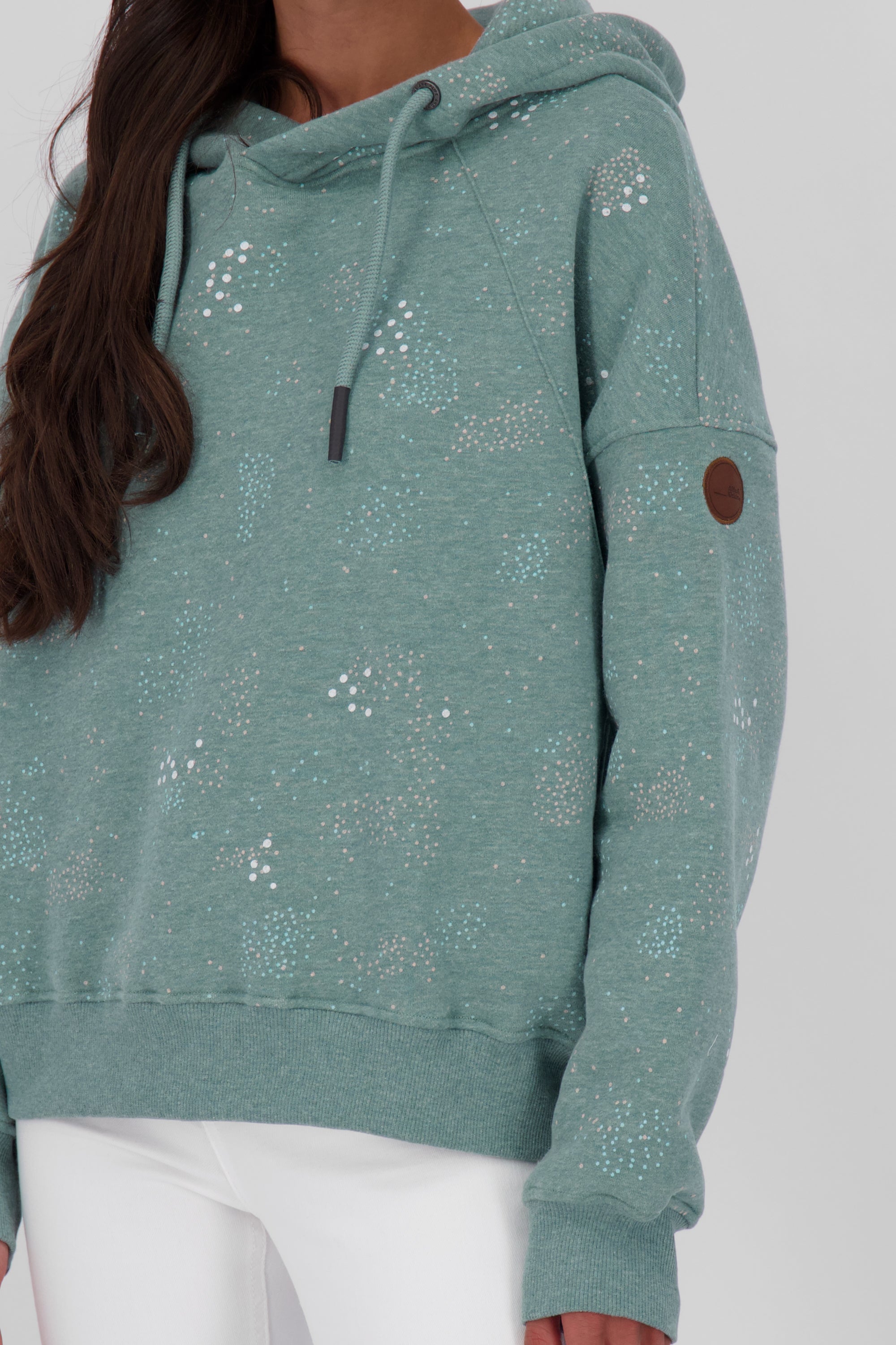 Kapuzensweatshirt JessyAK B Damen mit atemberaubendem Alloverprint Grau