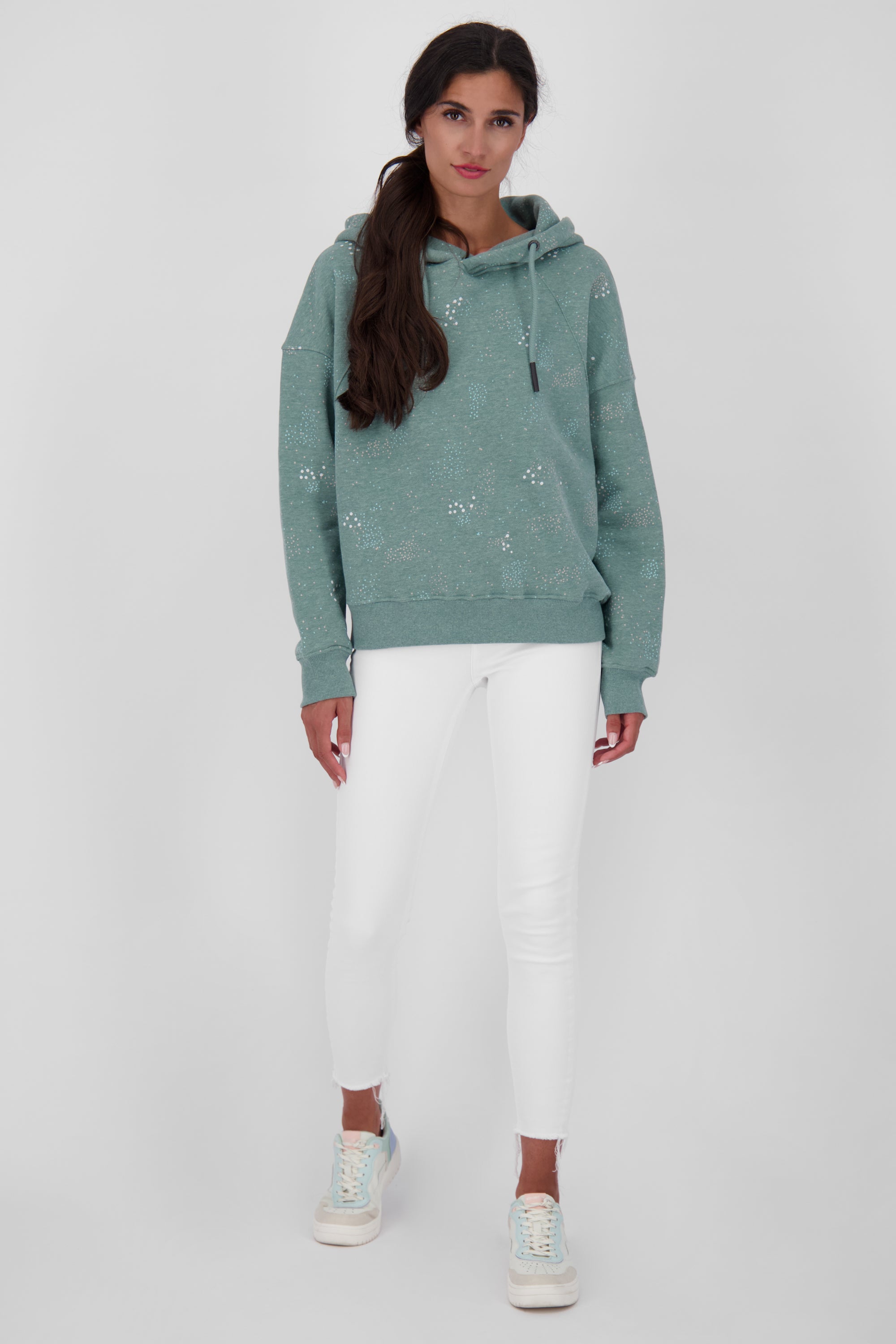 Kapuzensweatshirt JessyAK B Damen mit atemberaubendem Alloverprint Grau