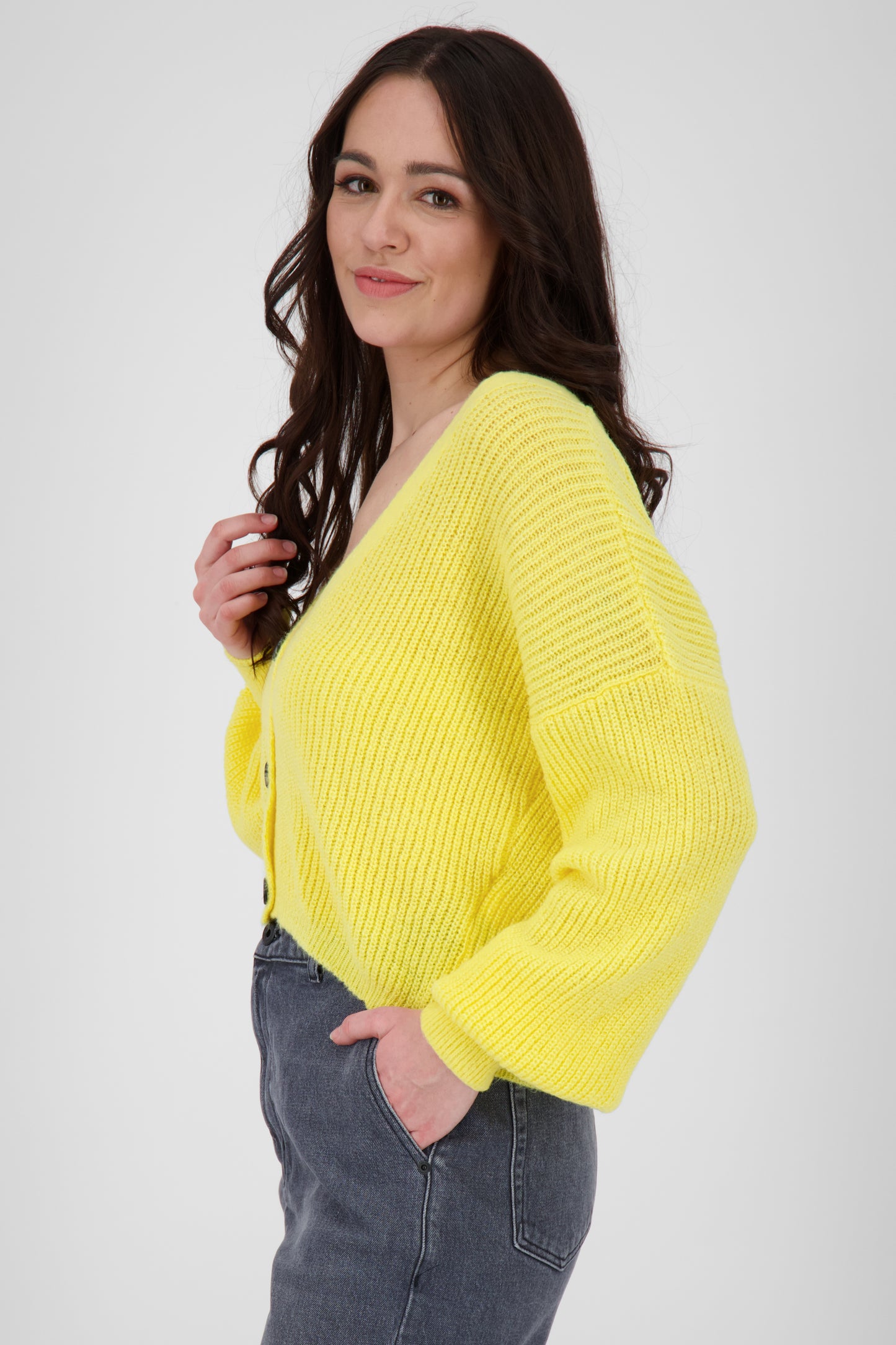 Trendige Damen Strickjacke KrissyAK - Angesagte Farben Gelb