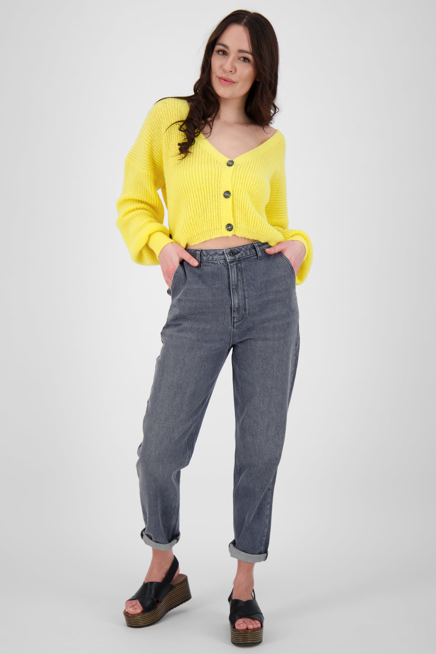 Trendige Damen Strickjacke KrissyAK - Angesagte Farben Gelb