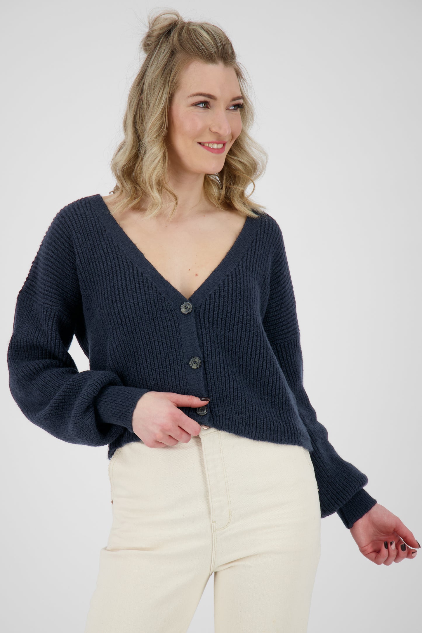 Trendige Damen Strickjacke KrissyAK - Angesagte Farben Dunkelblau
