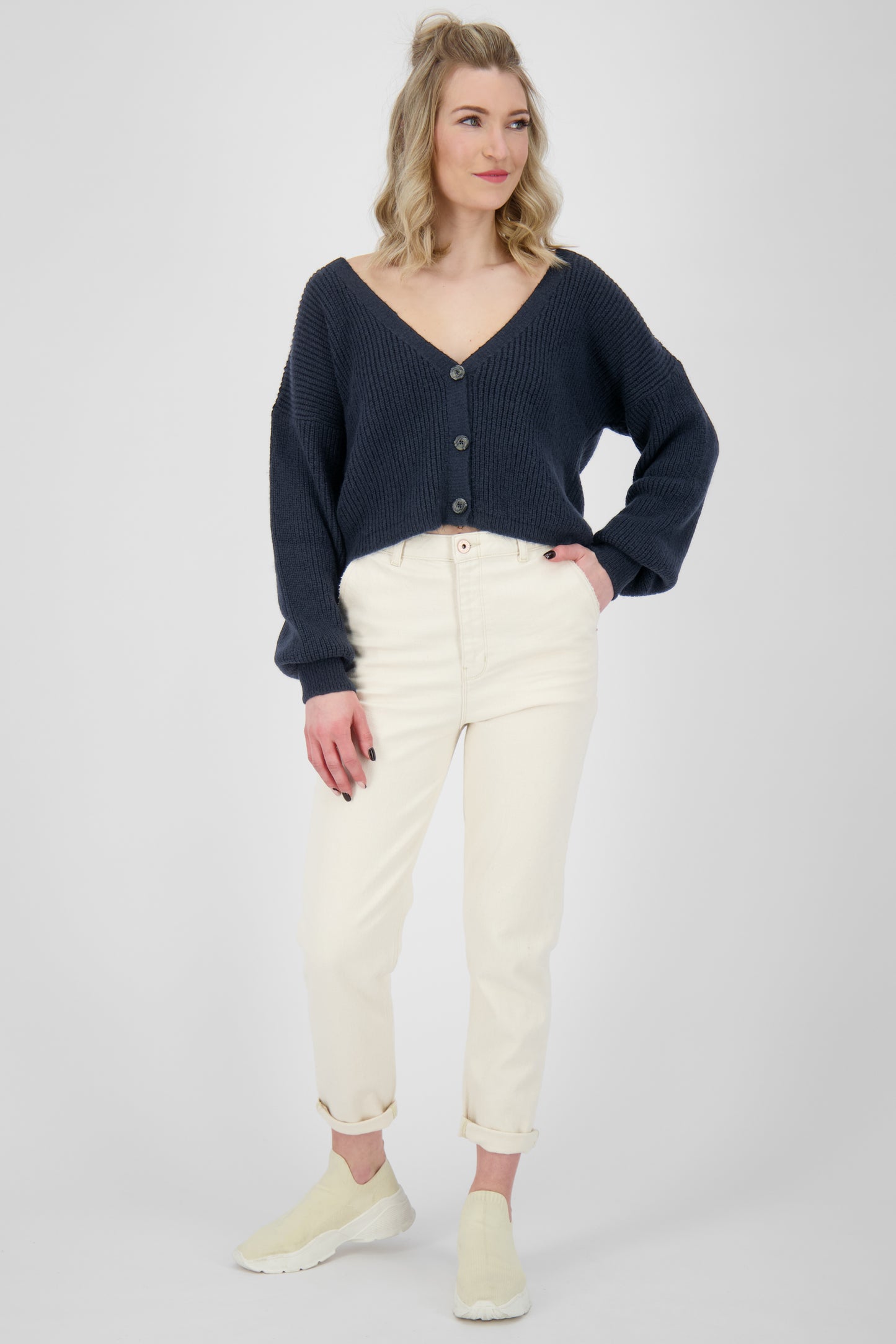 Trendige Damen Strickjacke KrissyAK - Angesagte Farben Dunkelblau