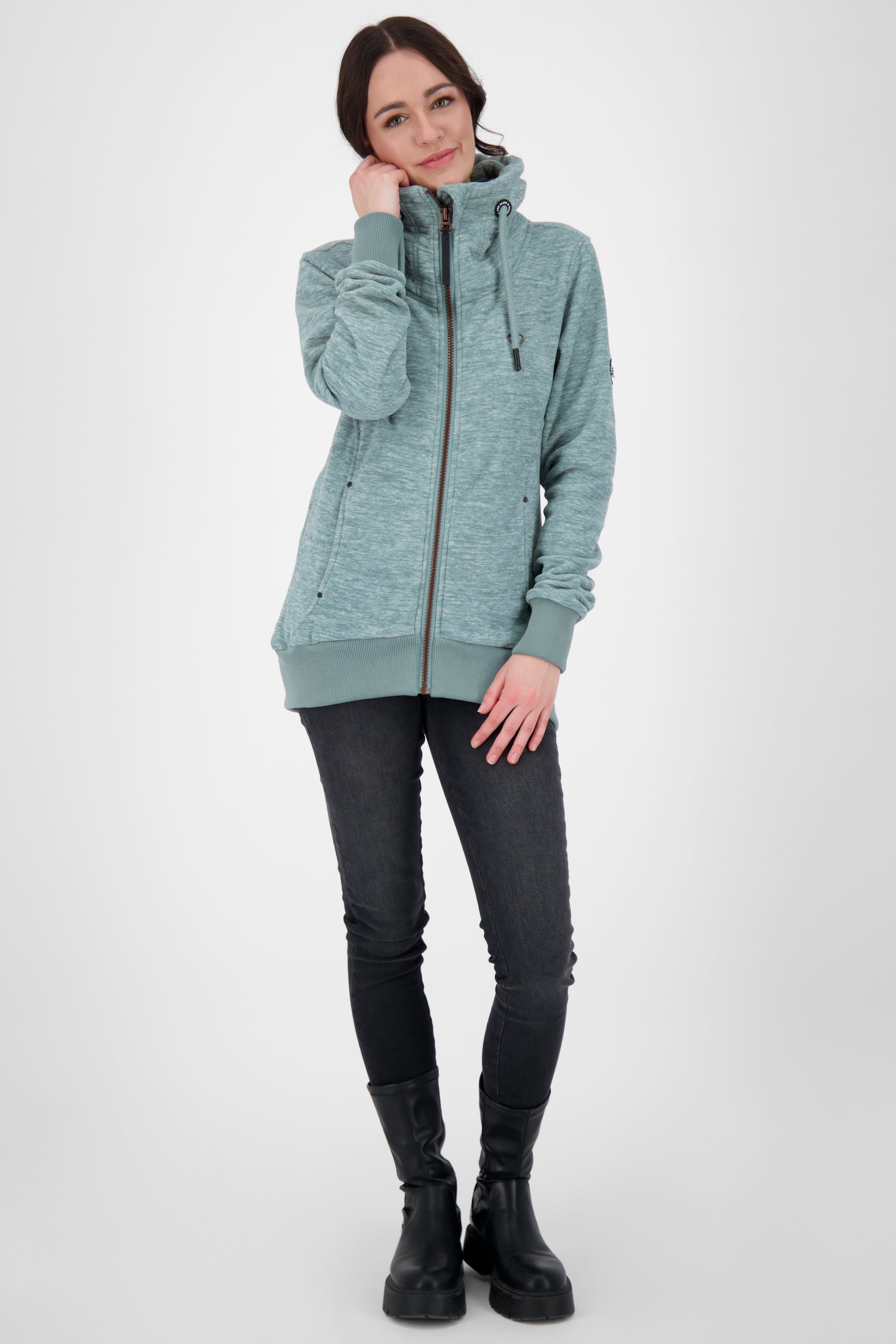 Kuschelig warme VivianAK F: Kurze Fleecejacke für Damen Grau