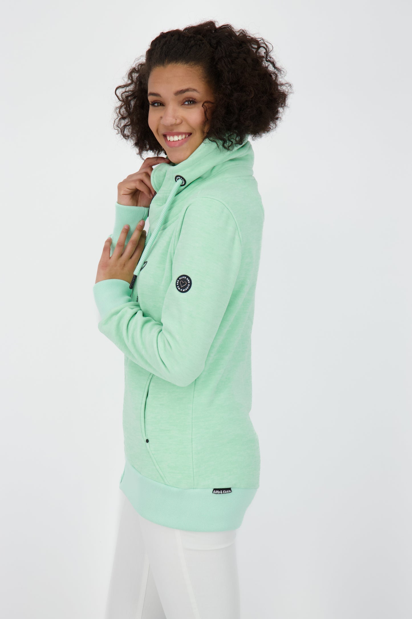 Kuschelig warme VivianAK F: Kurze Fleecejacke für Damen Hellgrün