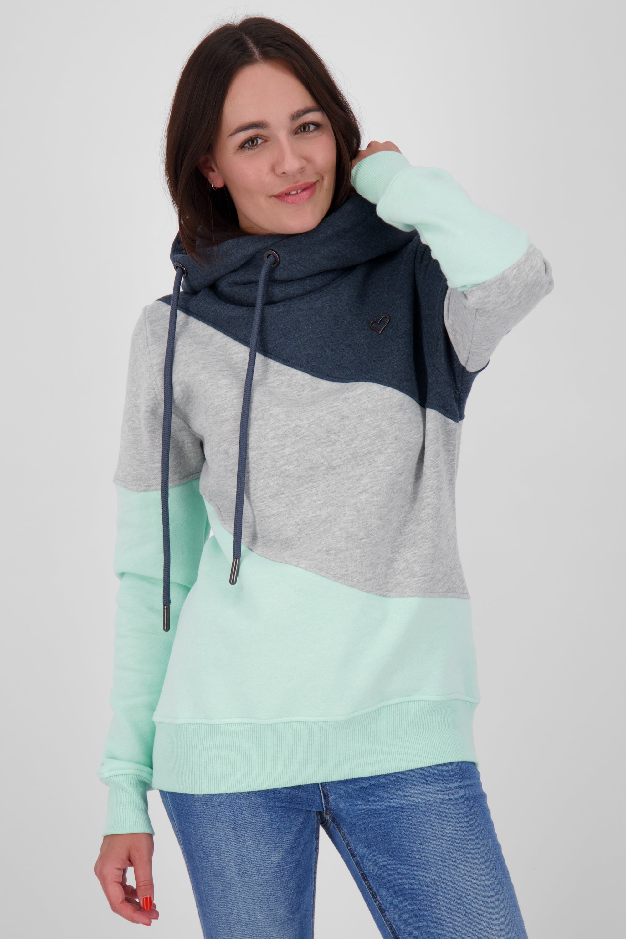 Dreifarbiges Kapuzensweatshirt StacyAK A Damen Hellgrün