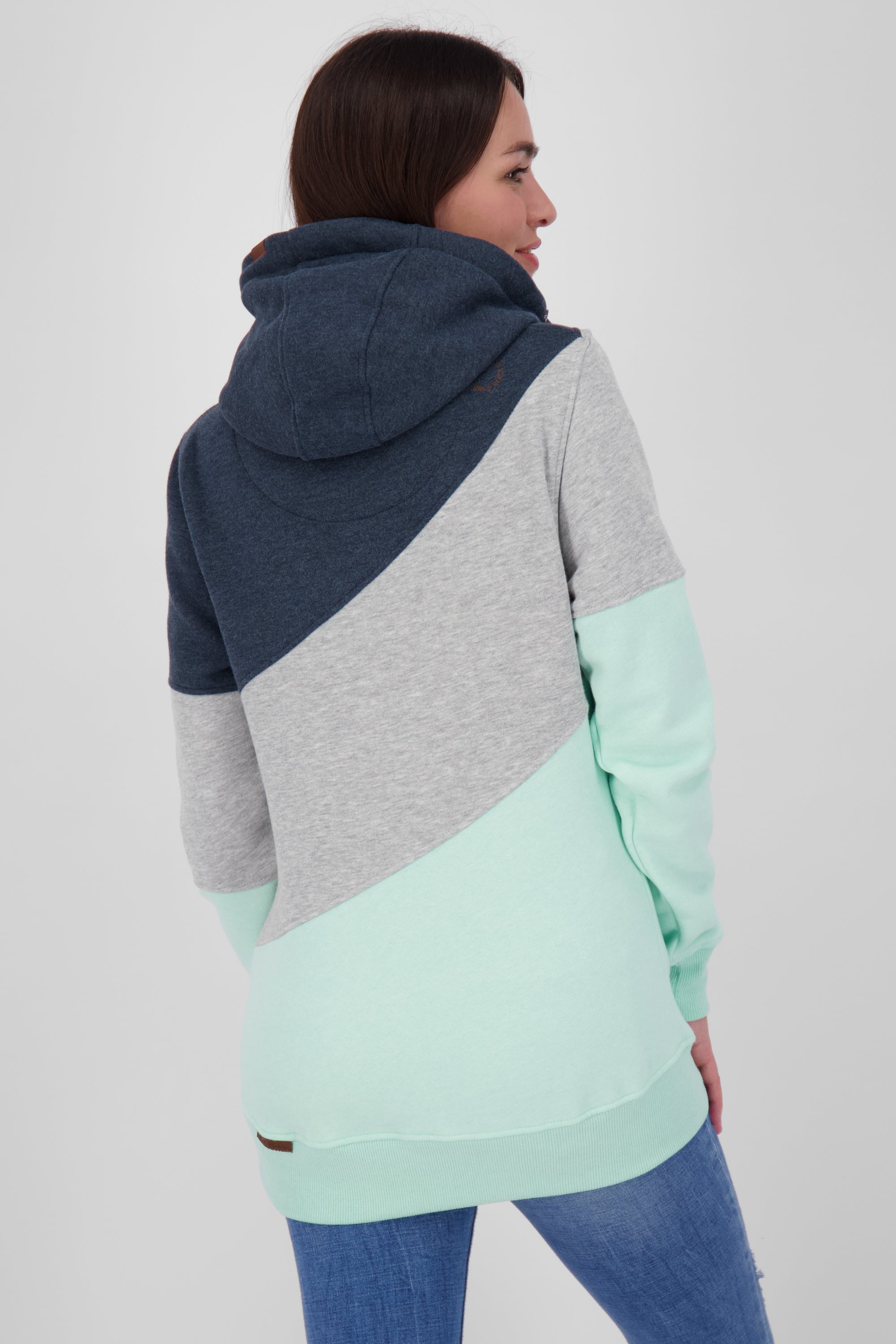 Dreifarbiges Kapuzensweatshirt StacyAK A Damen Hellgrün