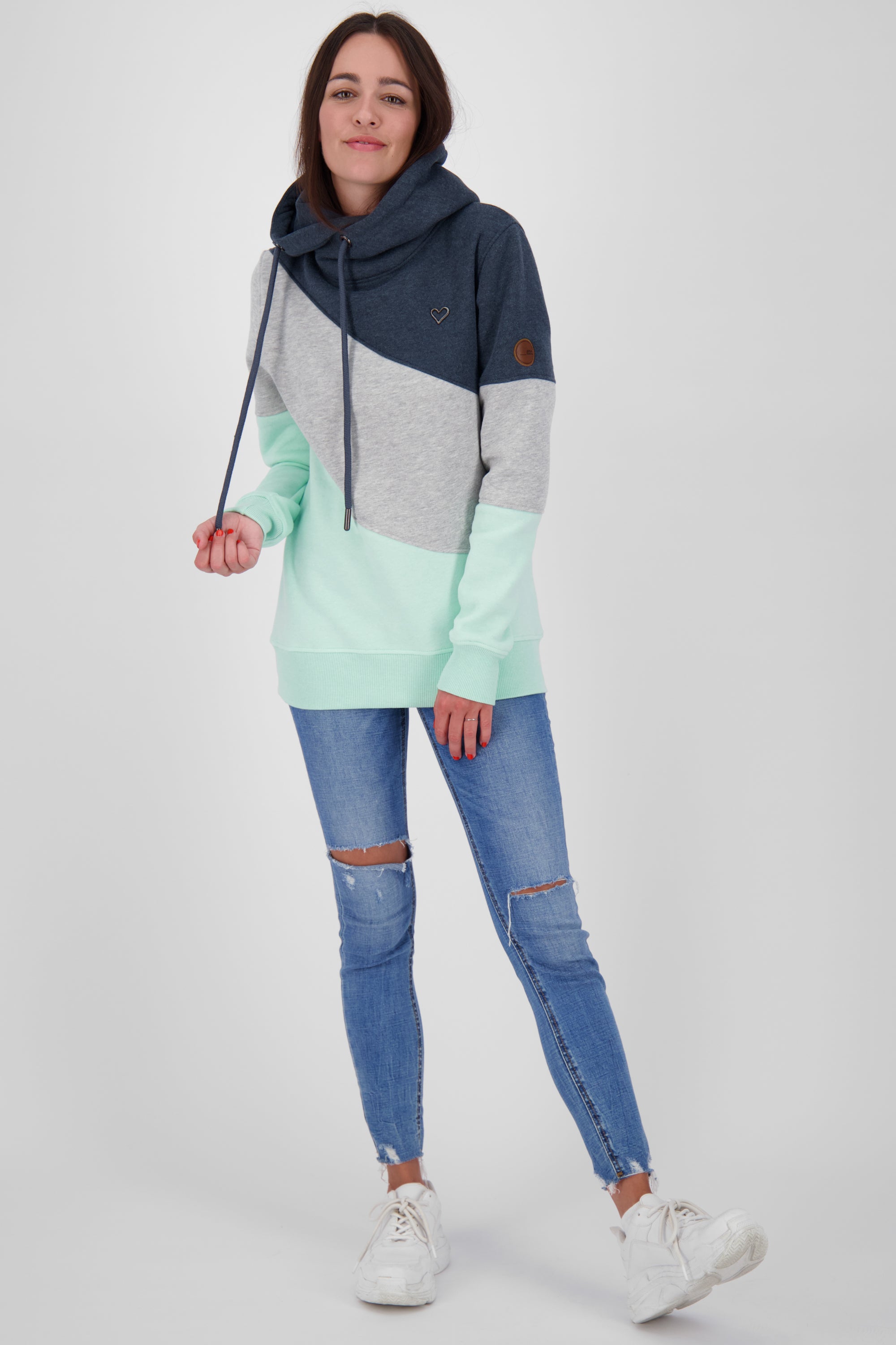 Dreifarbiges Kapuzensweatshirt StacyAK A Damen Hellgrün