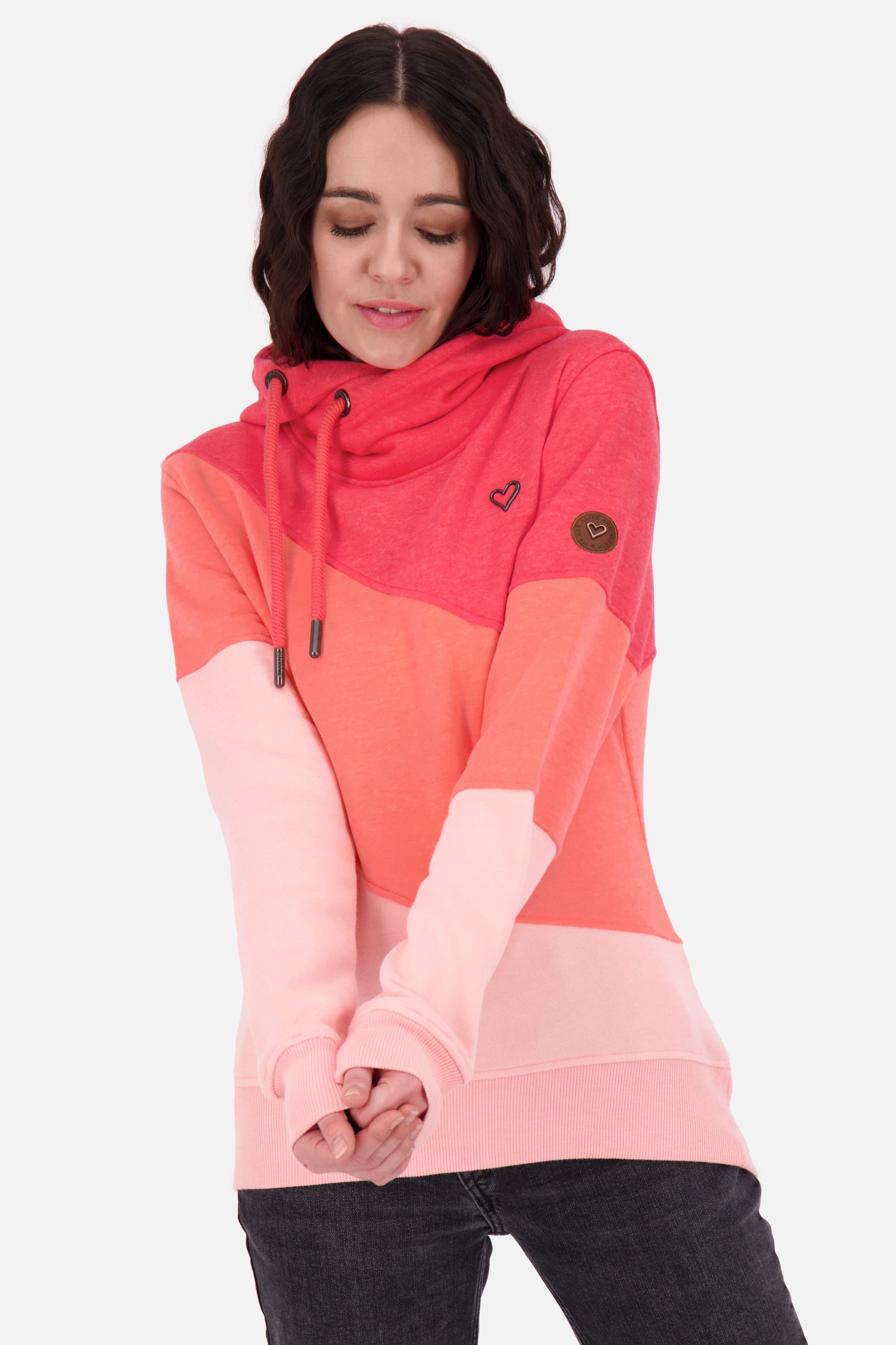 Kapuzensweatshirt StacyAK A im dreifarbigen Design für Frauen Rosa
