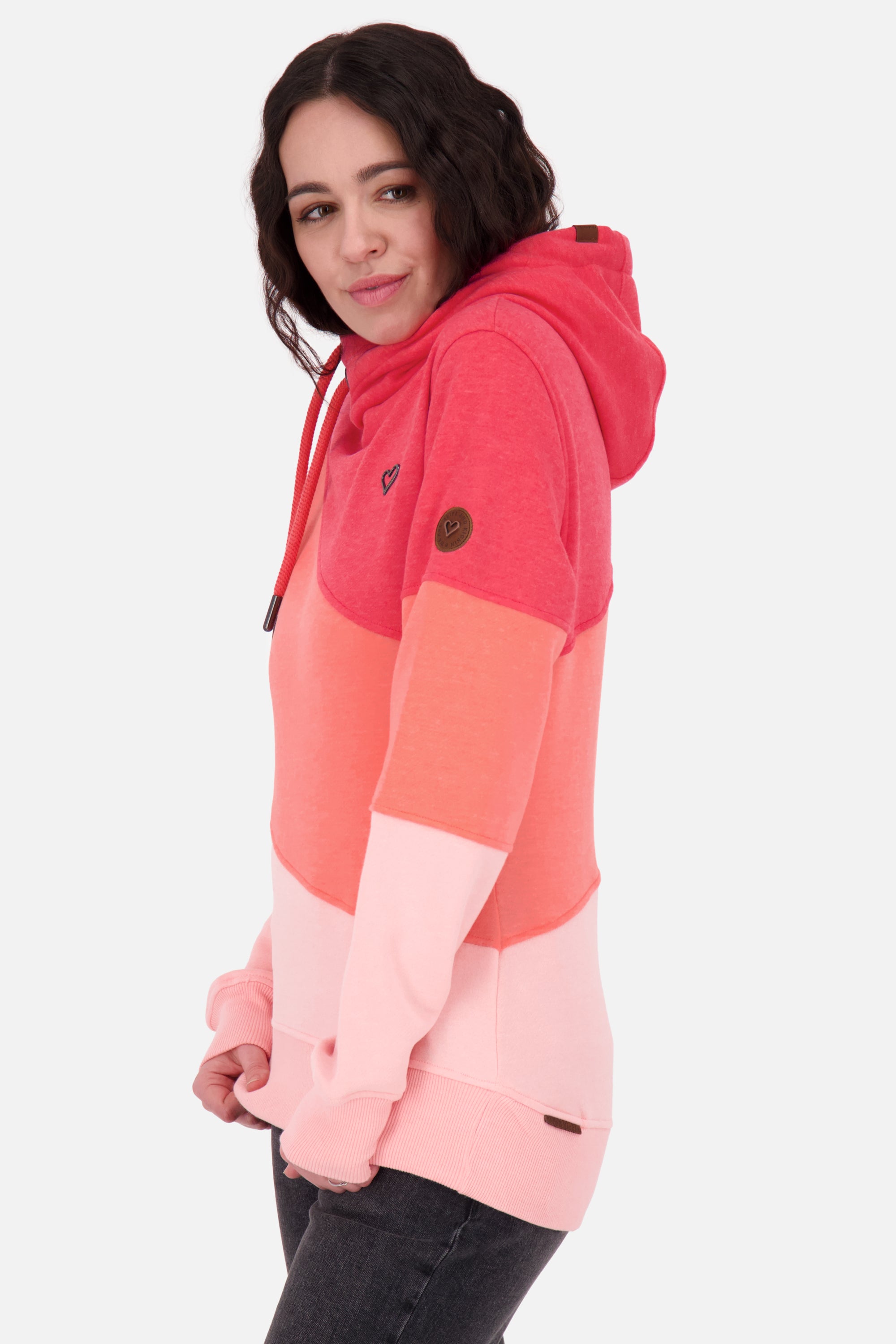 Kapuzensweatshirt StacyAK A im dreifarbigen Design für Frauen Rosa