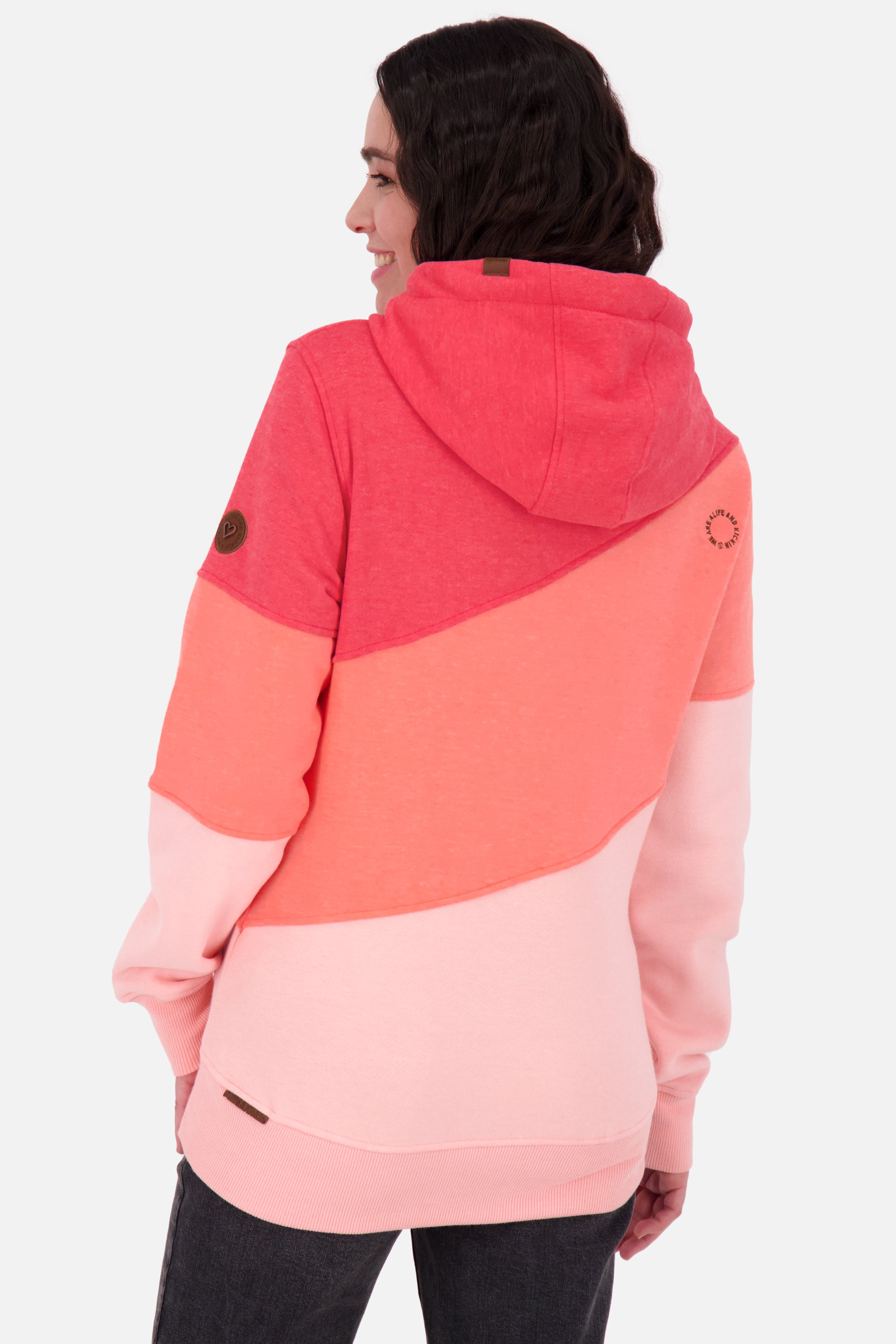 Kapuzensweatshirt StacyAK A im dreifarbigen Design für Frauen Rosa