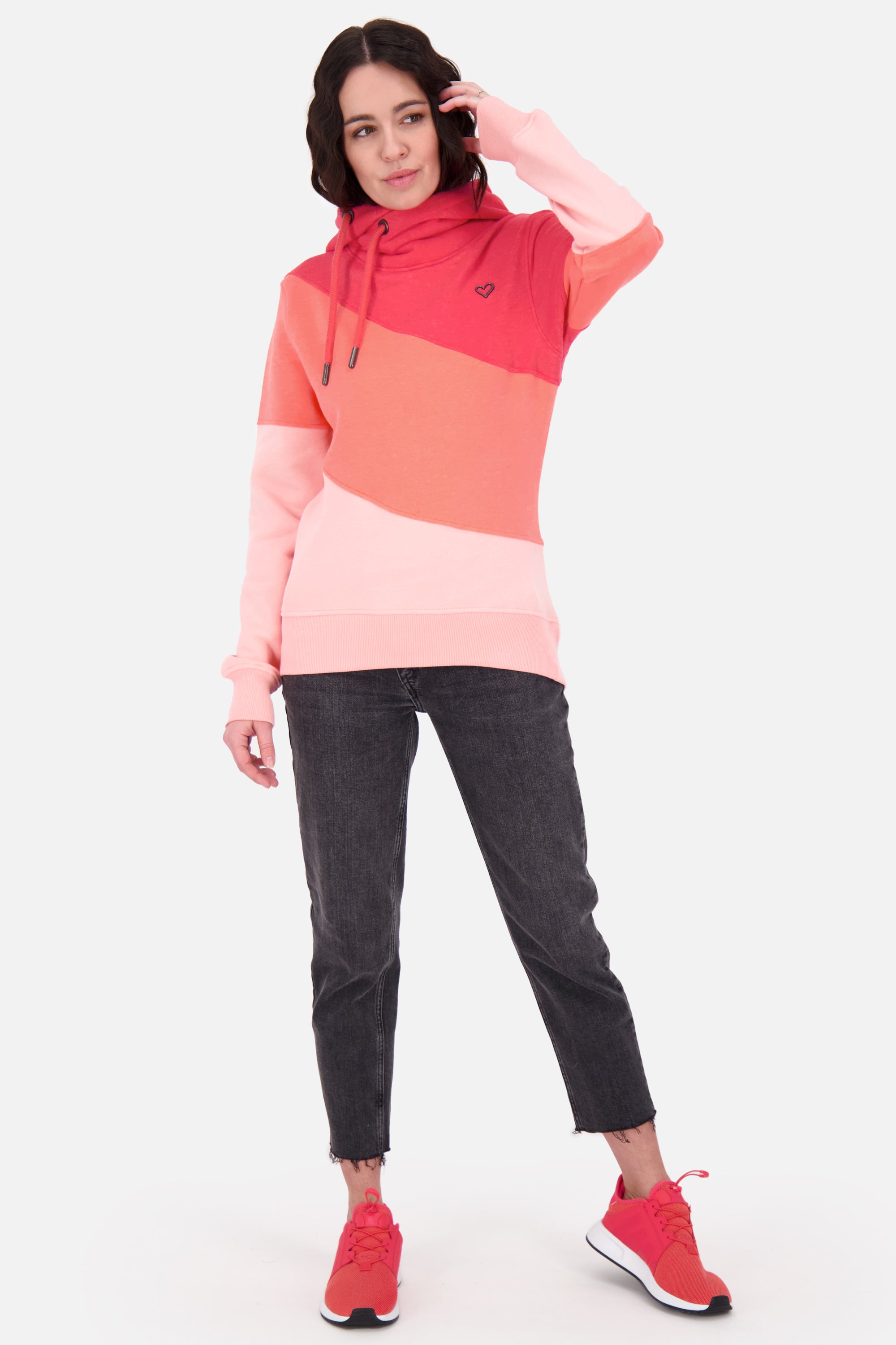 Kapuzensweatshirt StacyAK A im dreifarbigen Design für Frauen Rosa