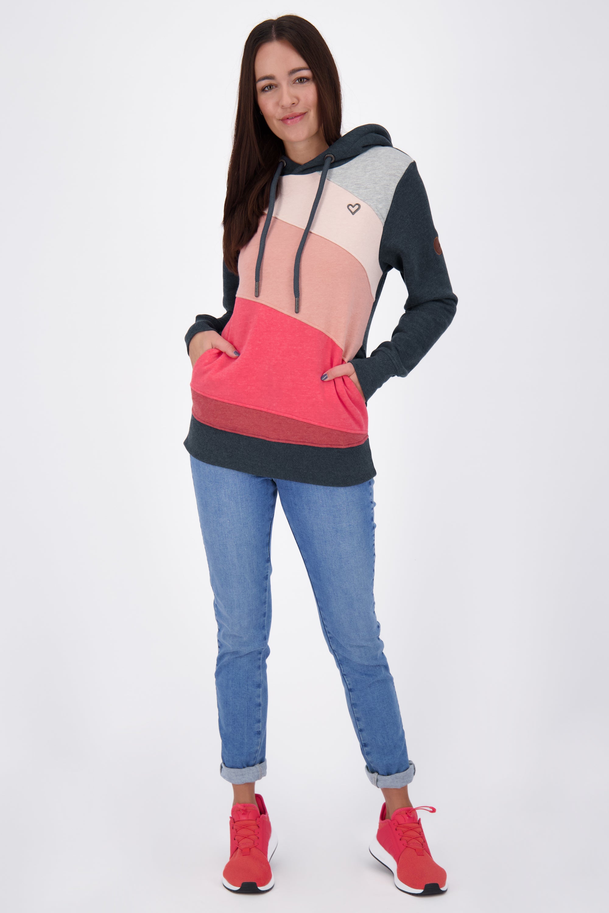 Damen Sweatshirt LeniAK A - Colorblocking-Look Rot