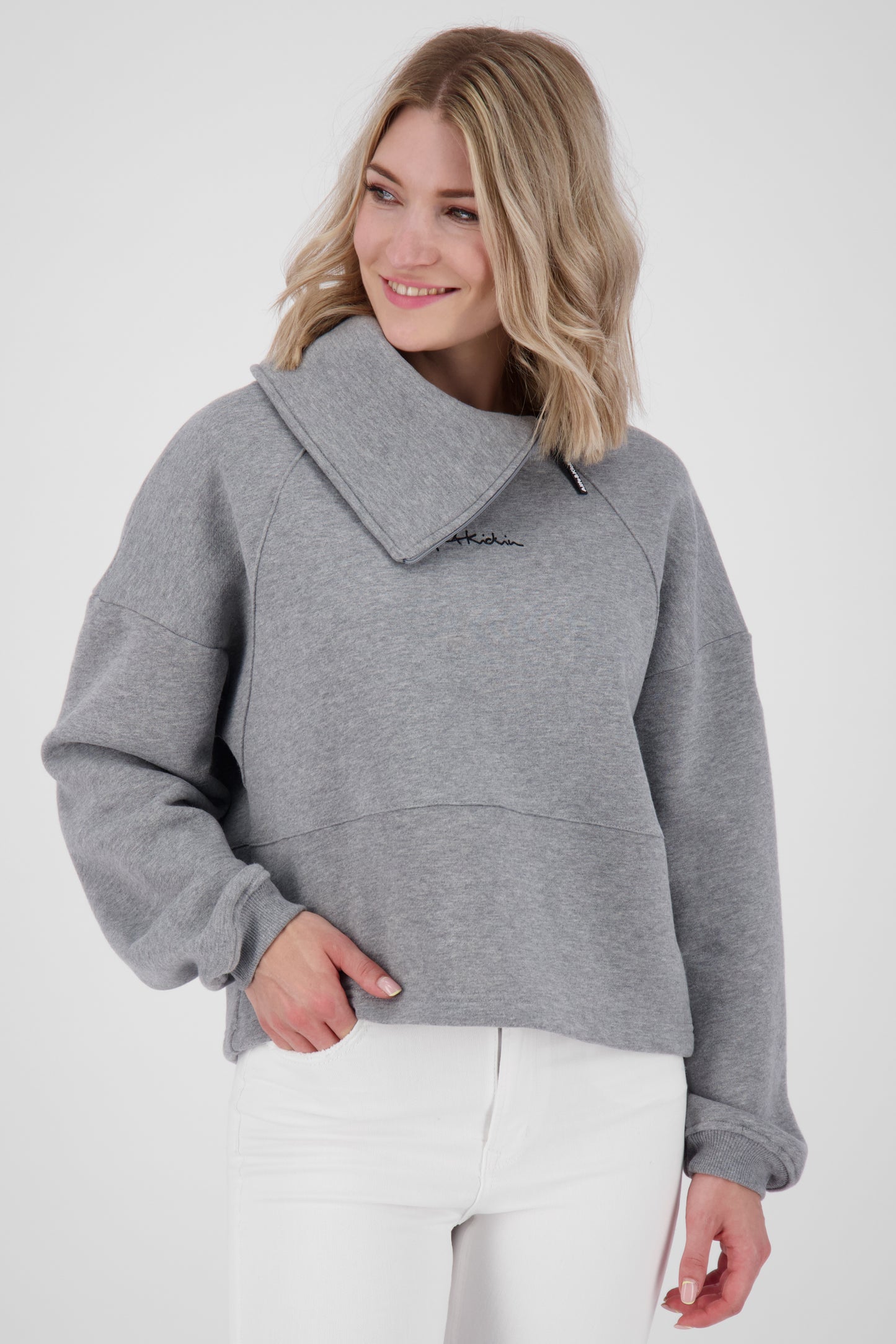LiaAK A Sweatpullover Damen im Oversize-Look Grau