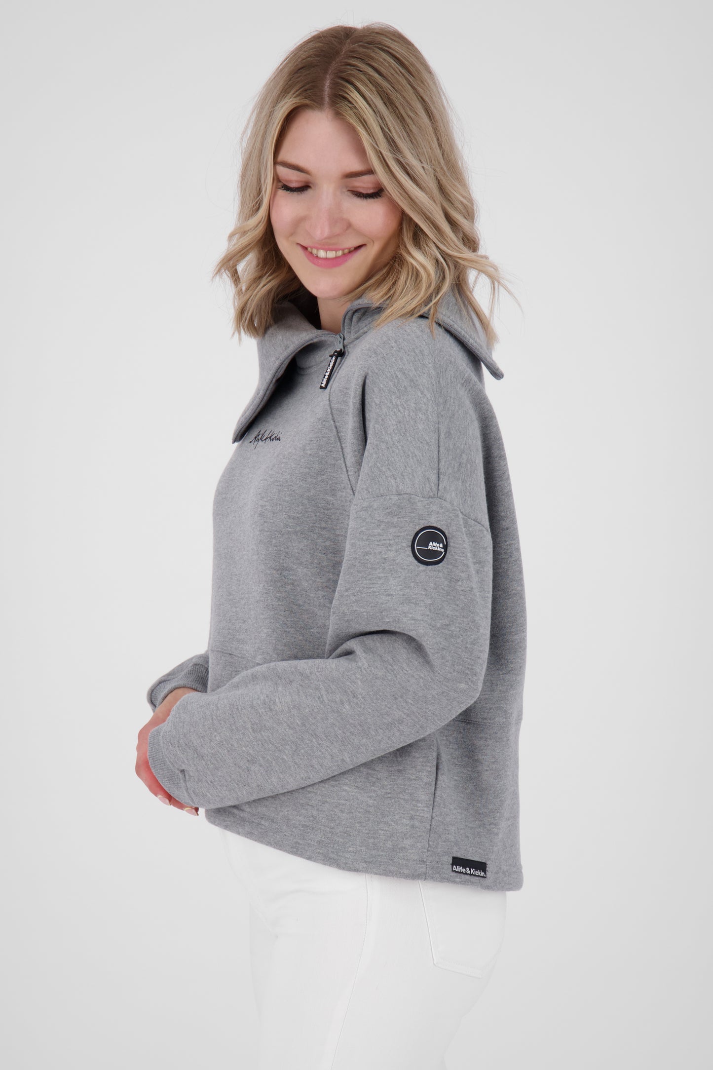 LiaAK A Sweatpullover Damen im Oversize-Look Grau