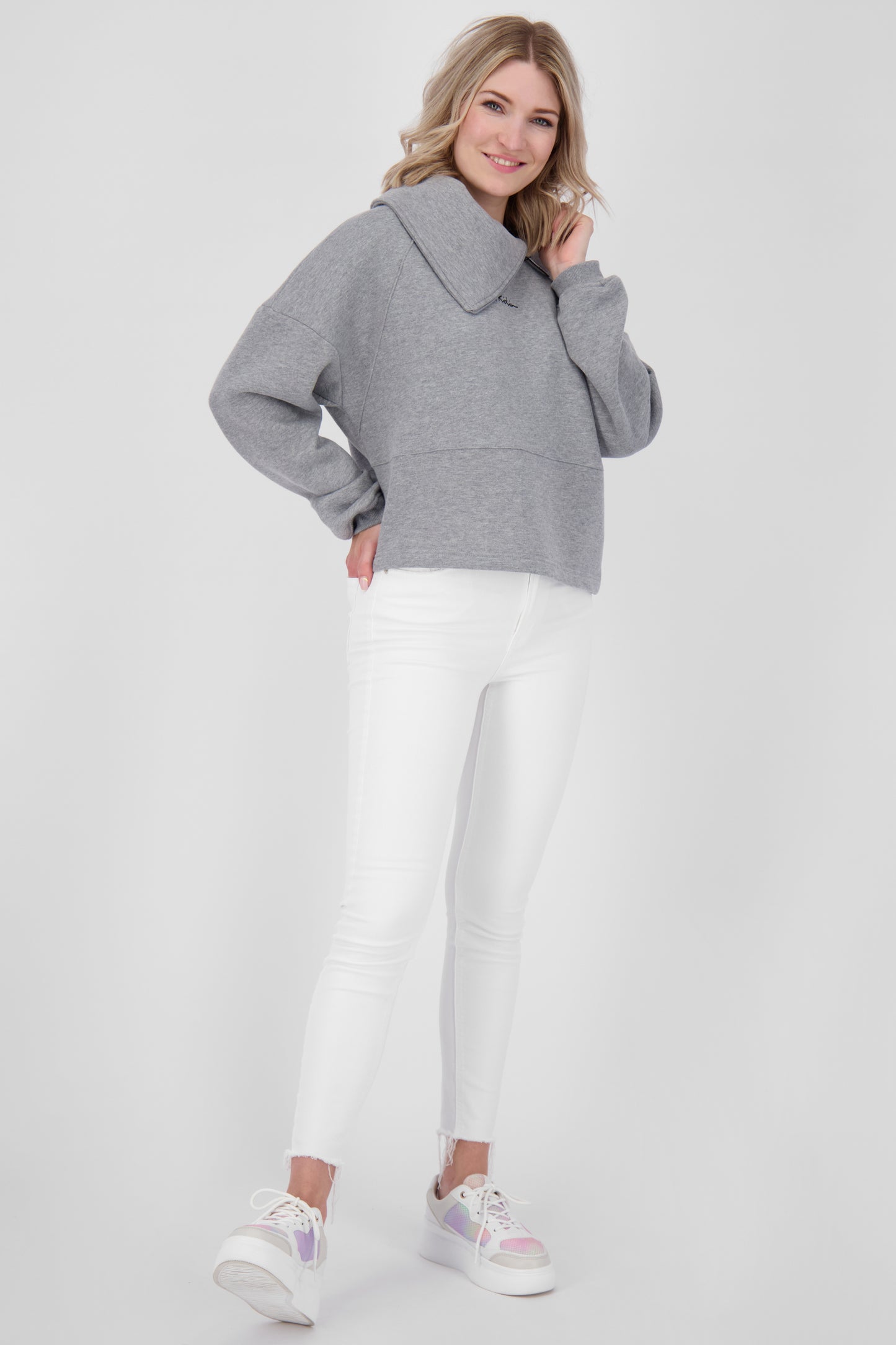 LiaAK A Sweatpullover Damen im Oversize-Look Grau