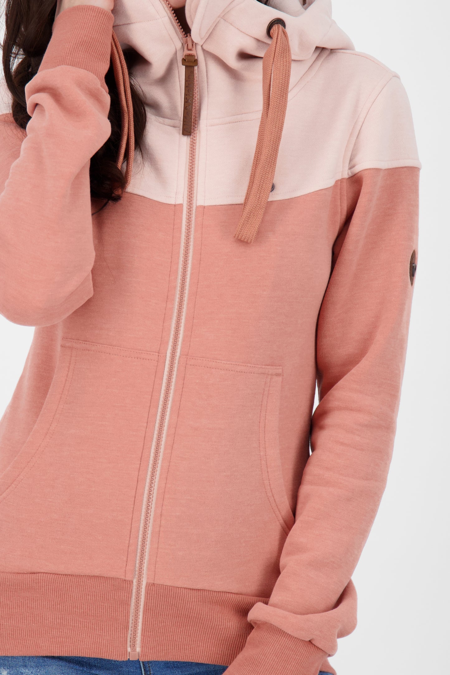 Alife and Kickin Damen Kapuzensweatjacke PalinaAK A: Sportlicher Look, zweigeteiltes Design Rosa