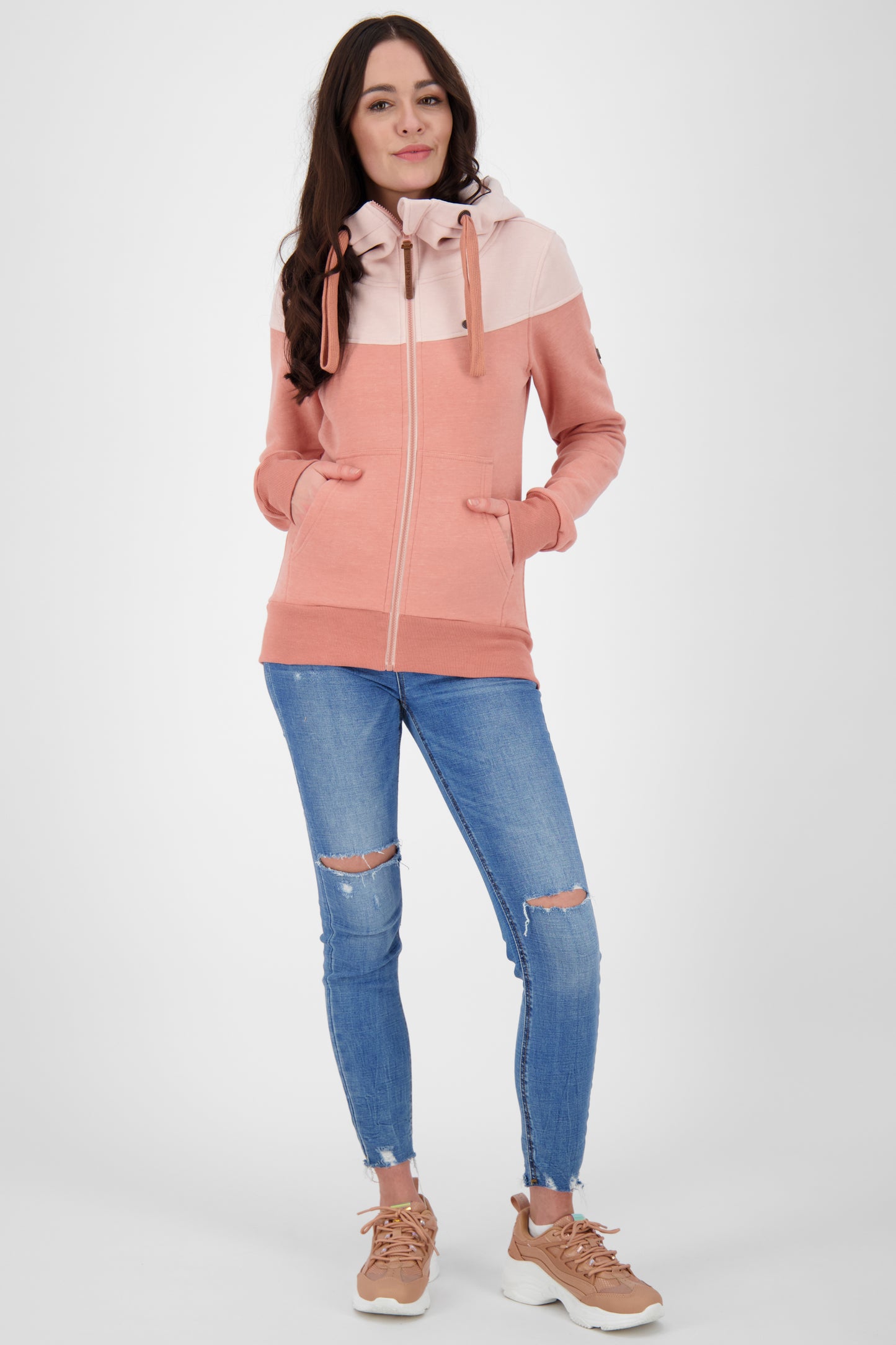Alife and Kickin Damen Kapuzensweatjacke PalinaAK A: Sportlicher Look, zweigeteiltes Design Rosa