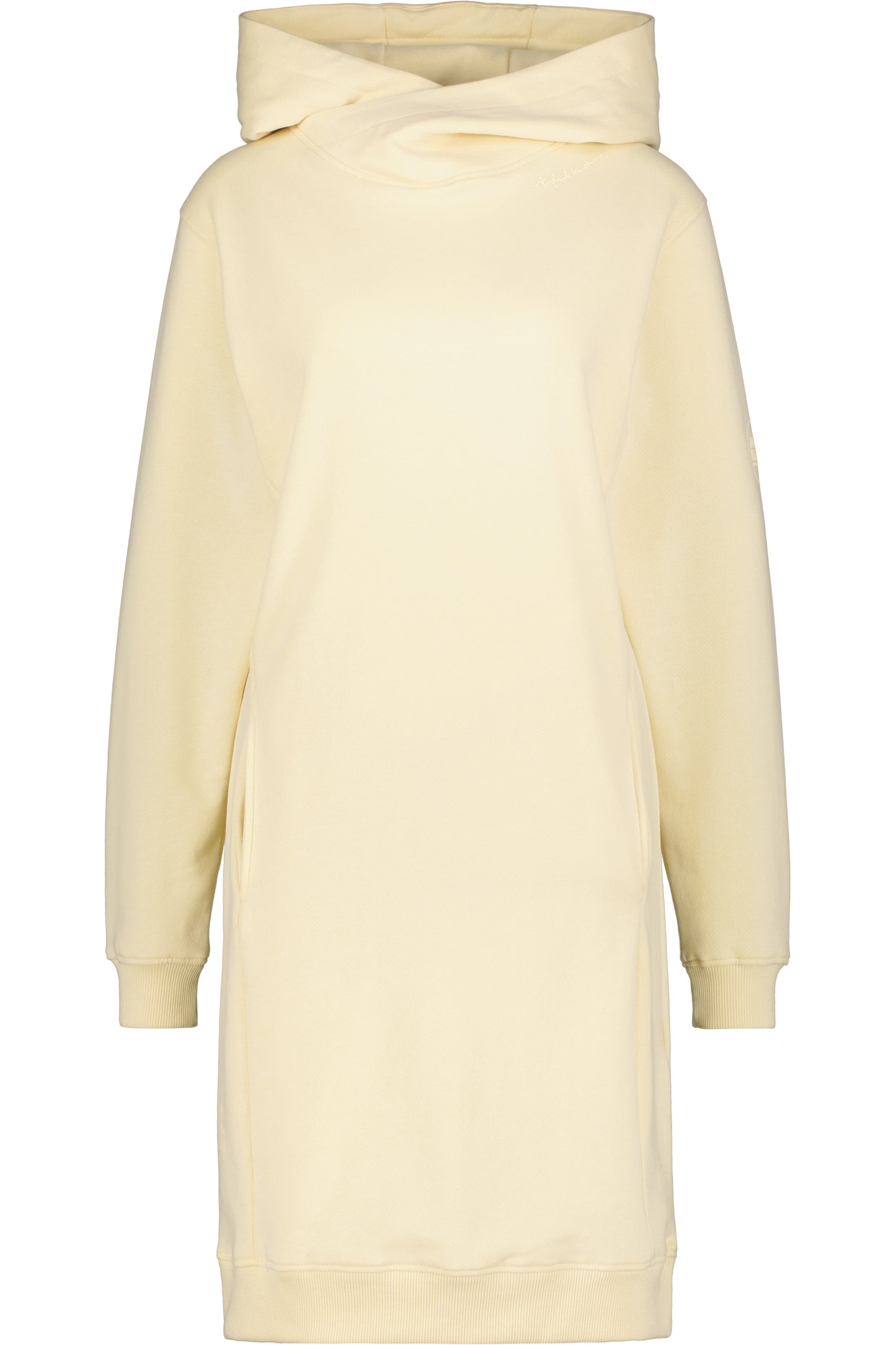 Damen Sweatkleid JiliaAK A - Leger geschnitten und mit Kängurutasche Gelb
