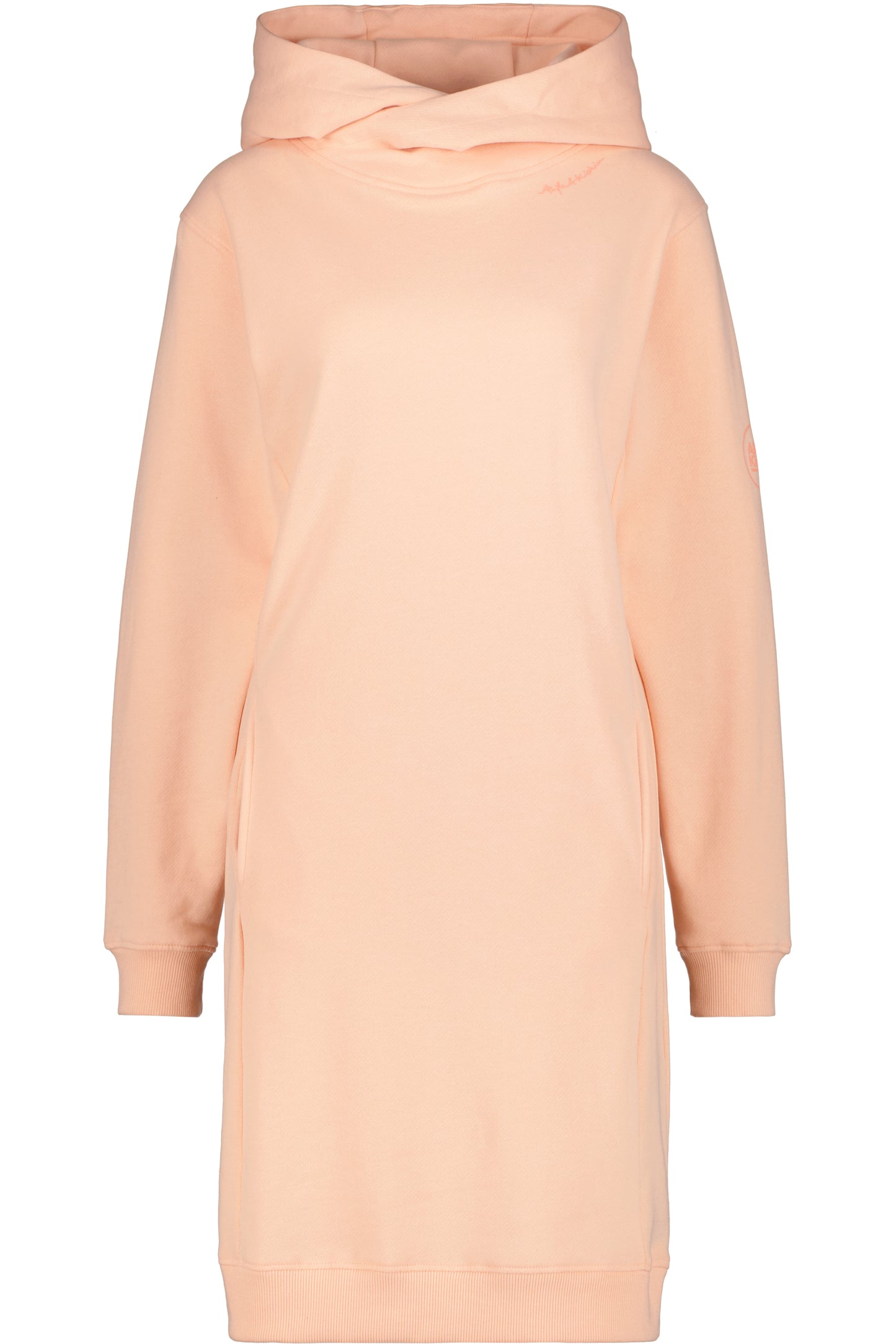 Damen Sweatkleid JiliaAK A - Leger geschnitten und mit Kängurutasche Orange