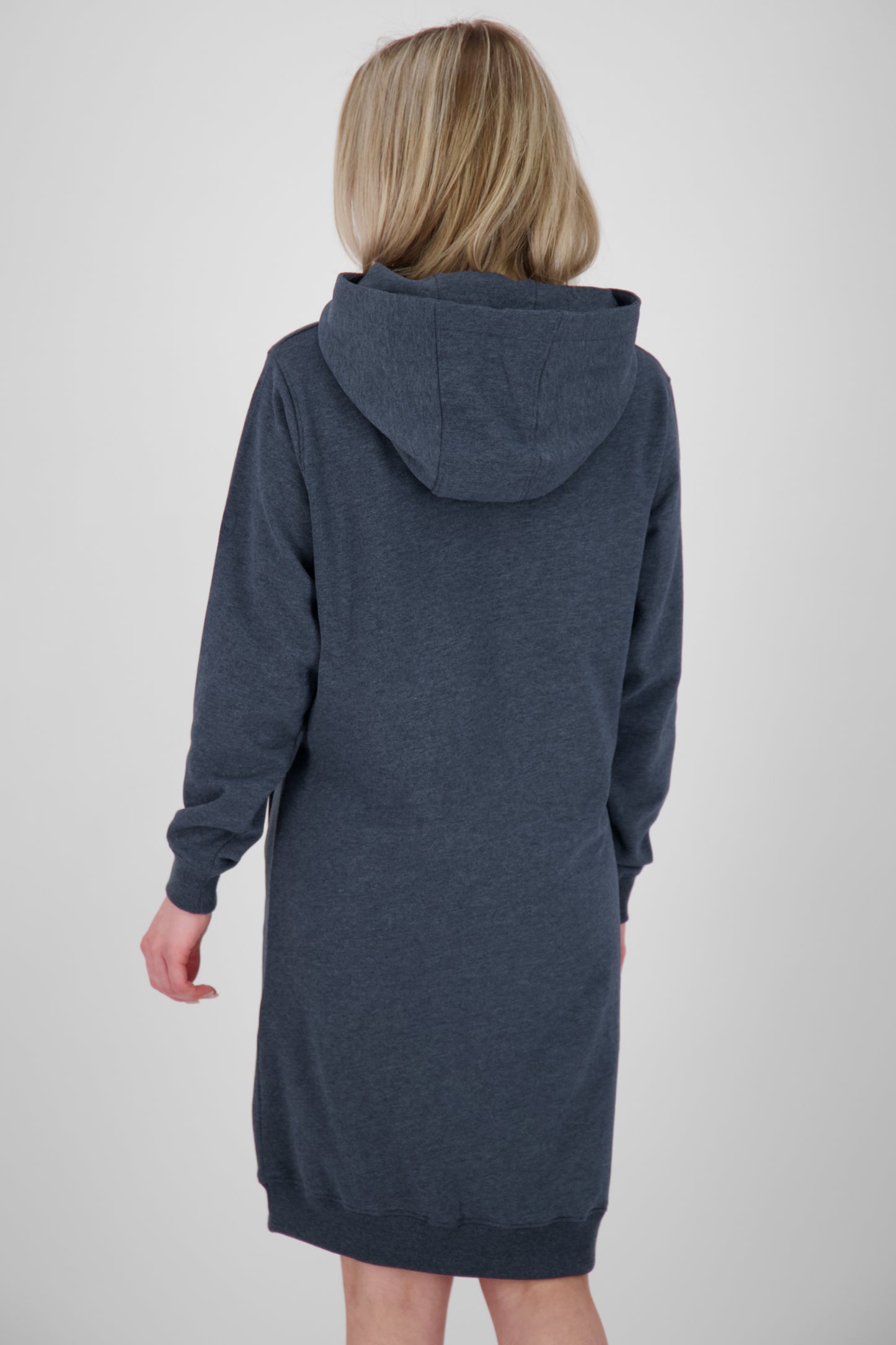 Damen Sweatkleid JiliaAK A - Leger geschnitten und mit Kängurutasche Dunkelblau