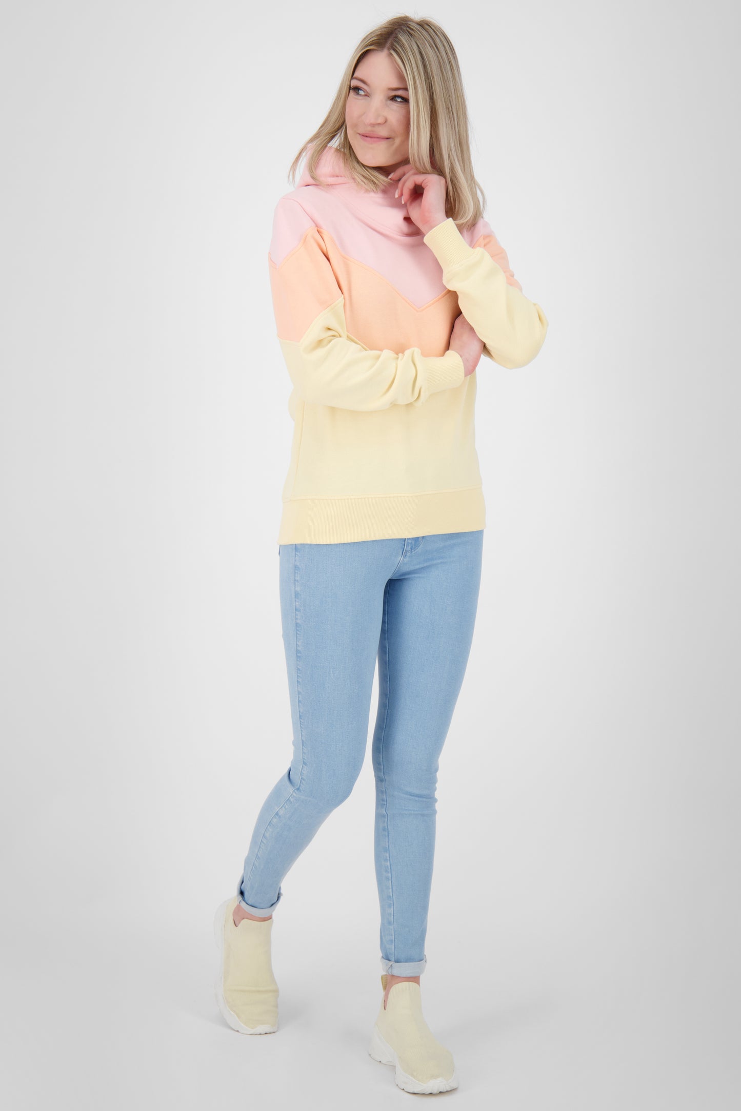 Damen Kapuzensweater StanaAK A: Trendiges Colorblocking Gelb