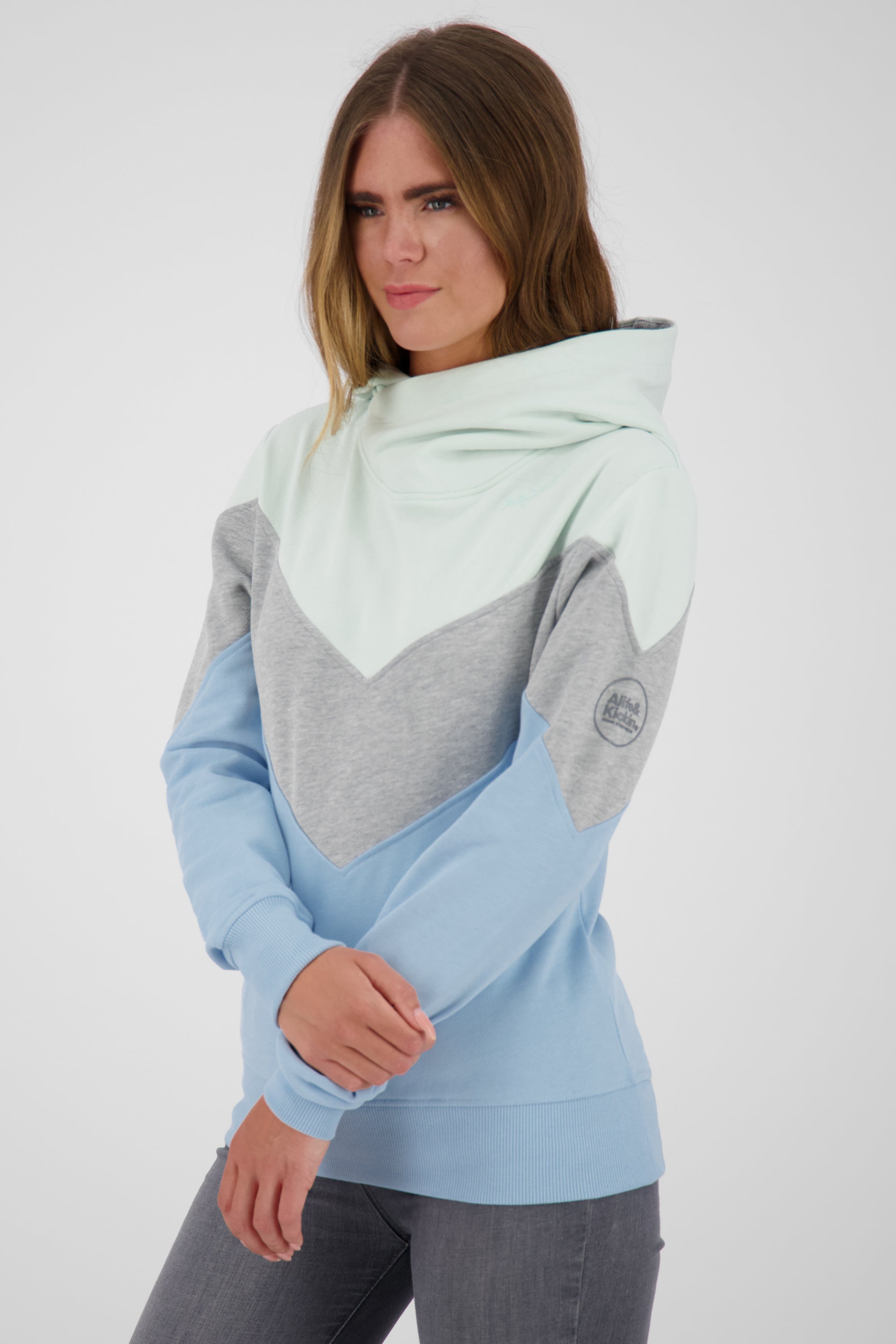 Damen Kapuzensweater StanaAK A: Trendiges Colorblocking Blau