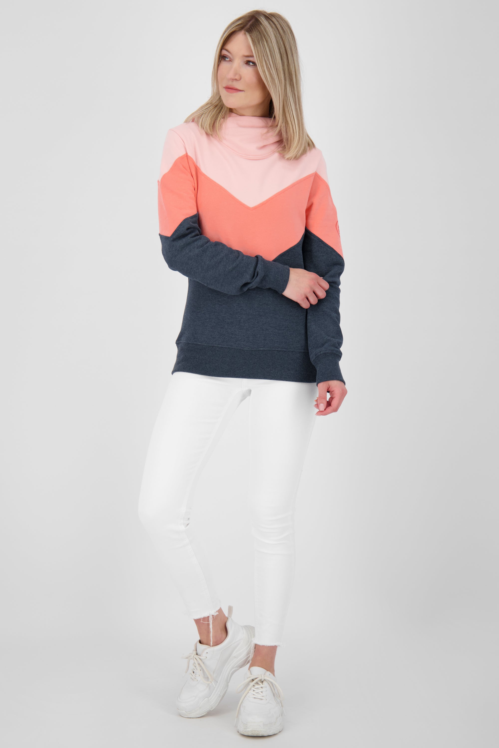 Damen Kapuzensweater StanaAK A: Trendiges Colorblocking Dunkelblau