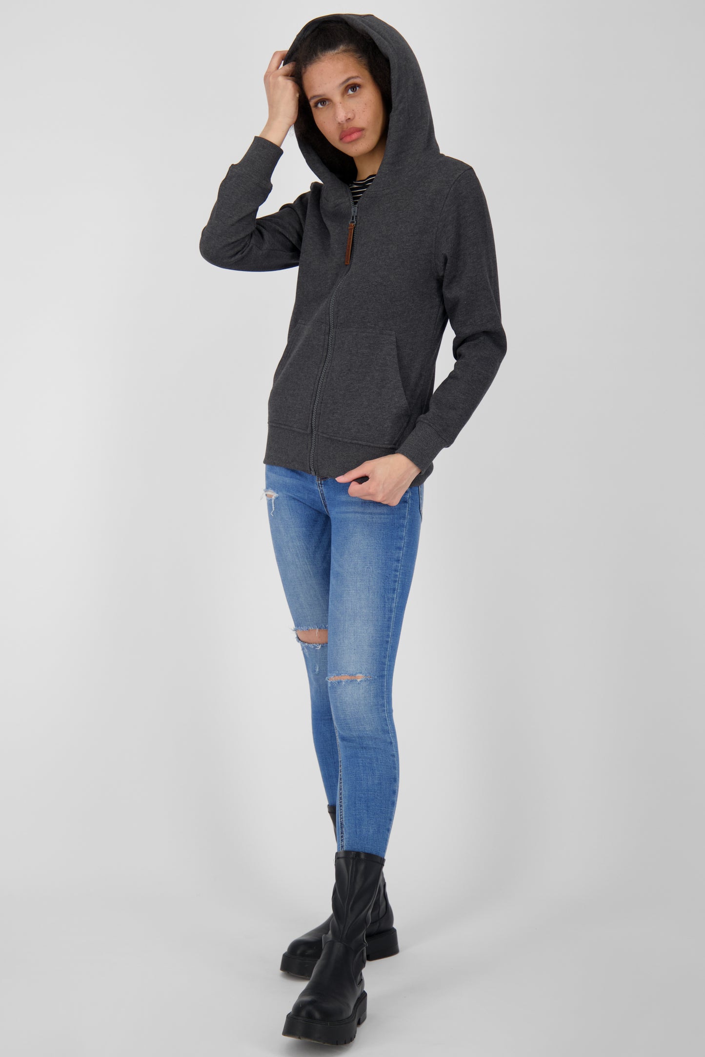 Lässige Damen Kapuzenjacke YasminaAK A - Frische Trendfarben Schwarz