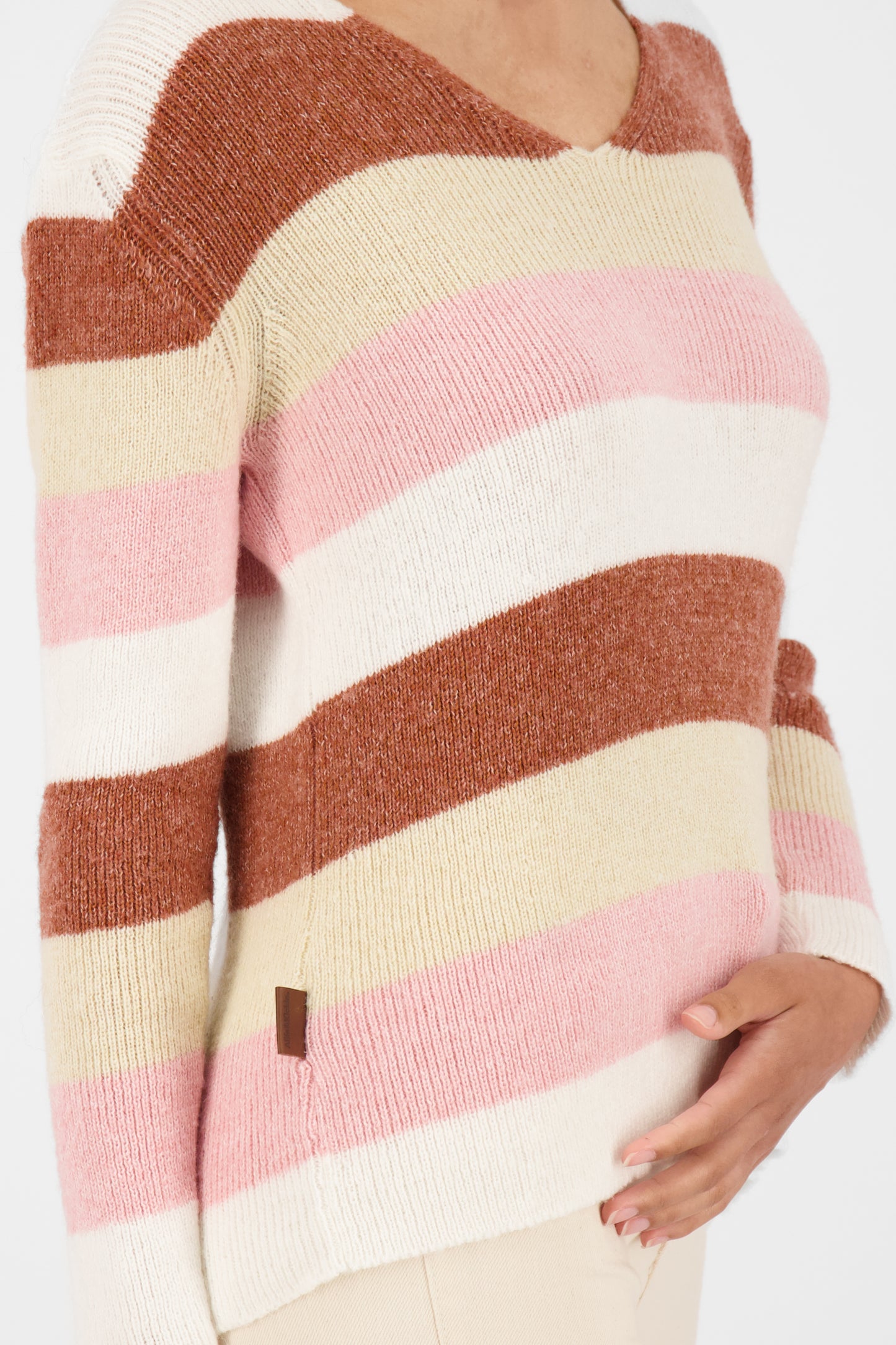 KaleaAK Z Pullover für Damen - Weicher Strickpullover mit lässigem Look Beige